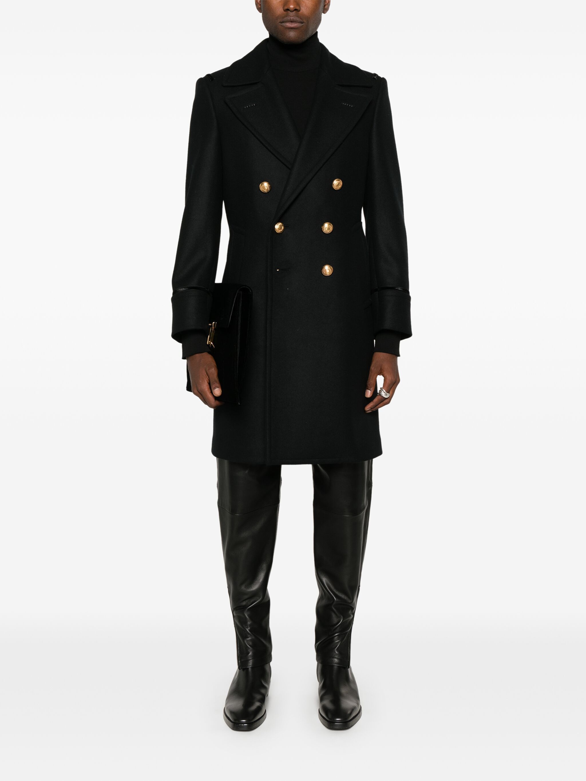 Saint Laurent Paris o1bcso1str1124 Coat in Black Size XL / US 12-14 / IT 48-50 - 2 Thumbnail