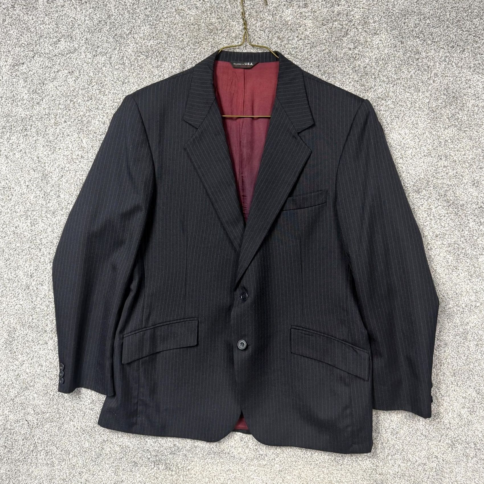 Vintage VINTAGE Sergio Valente Suit 2 Piece Black Pinstripe Blazer Vest Mens N/A Size 42R - 2 Thumbnail