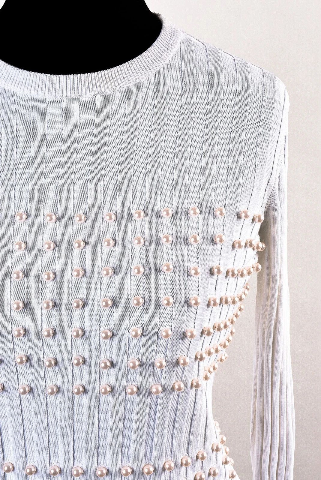 Emilio Pucci Women's Emilio Pucci Faux Pearl Beaded Knit Sweater Top Size XS / US 0-2 / IT 36-38 - 2 Thumbnail