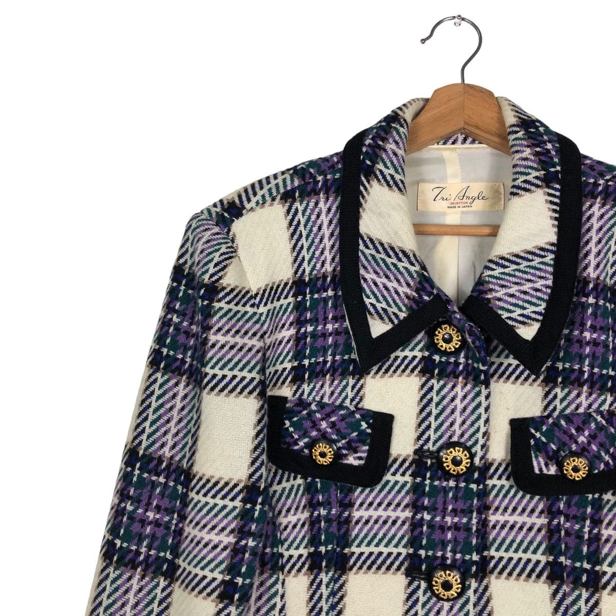 Japanese Brand Vintage Cropped Jacket Tri Angle Issey Miyake Tartan Design Size US M / EU 48-50 / 2 - 7 Thumbnail