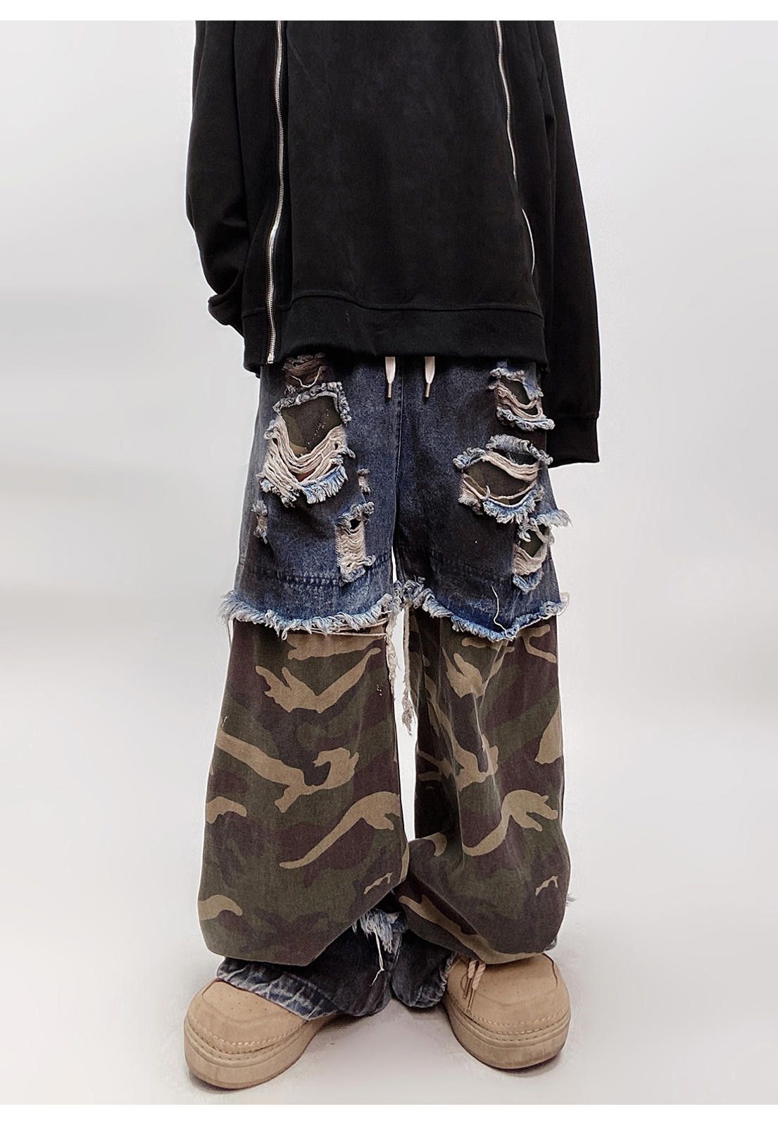 Japanese Brand Patchwork Distressed Camo Cargo Pants Size US 30 / EU 46 - 7 Thumbnail