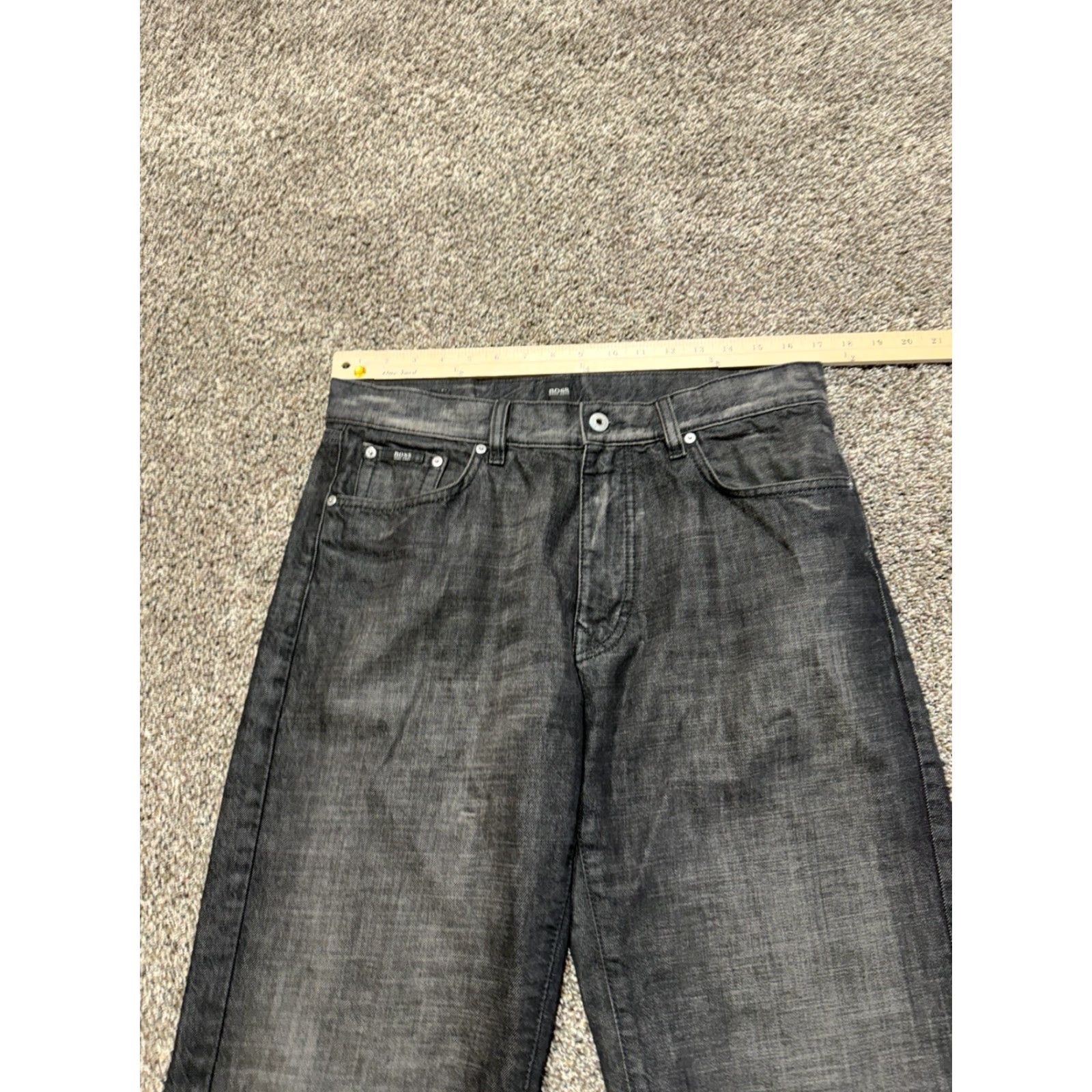 Hugo Boss HUGO BOSS Men Jeans 34 Black Denim 34X34 Straight Bootcut Denim Jeans Regular 5-Pocket Design Mens Black 34 Size US 34 / EU 50 - 6 Thumbnail