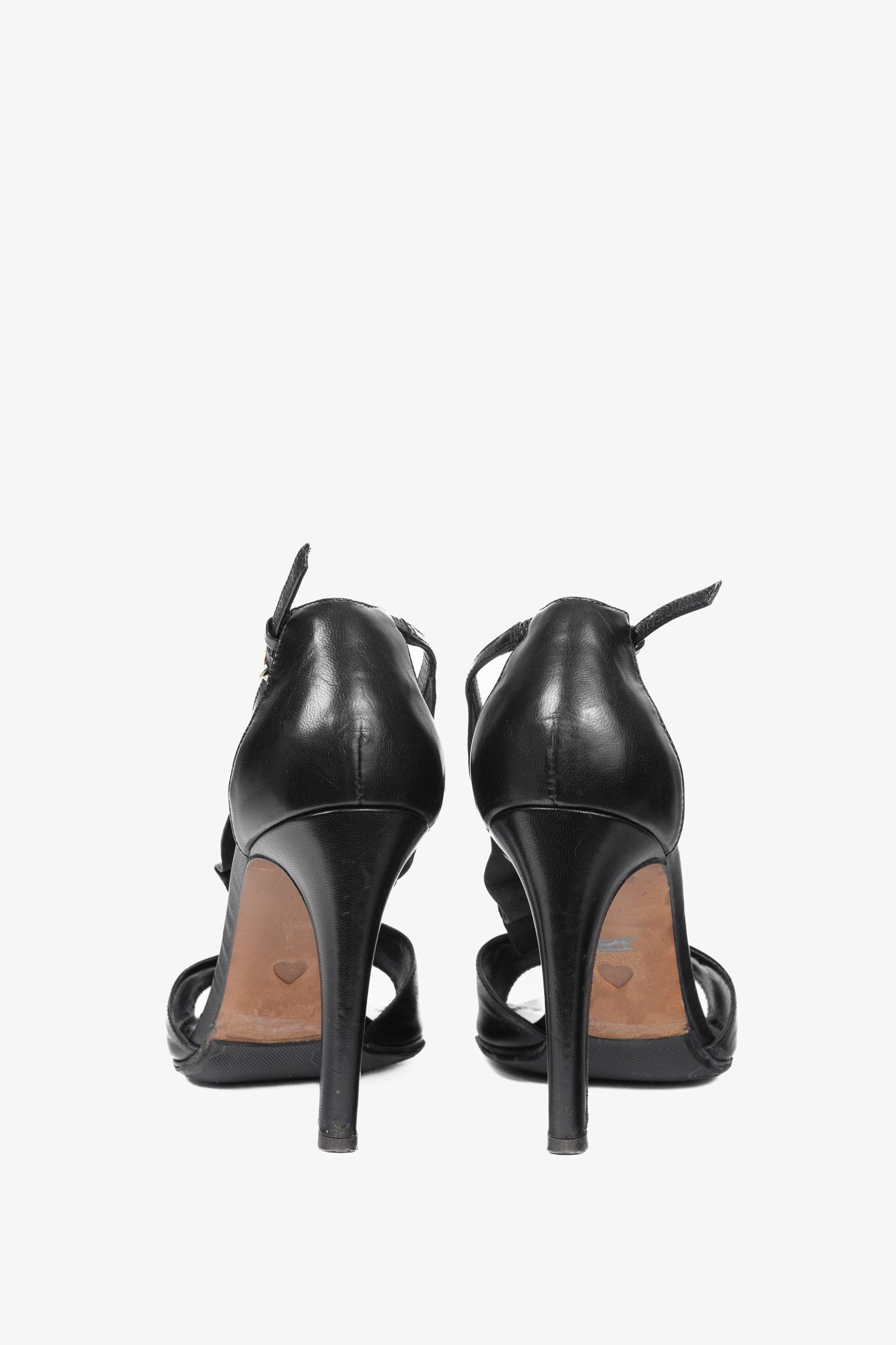 Moschino Moschino Cheap and Chic Black Leather Ruffle T-Strap Sandals Size US 6 / IT 36 - 3 Thumbnail
