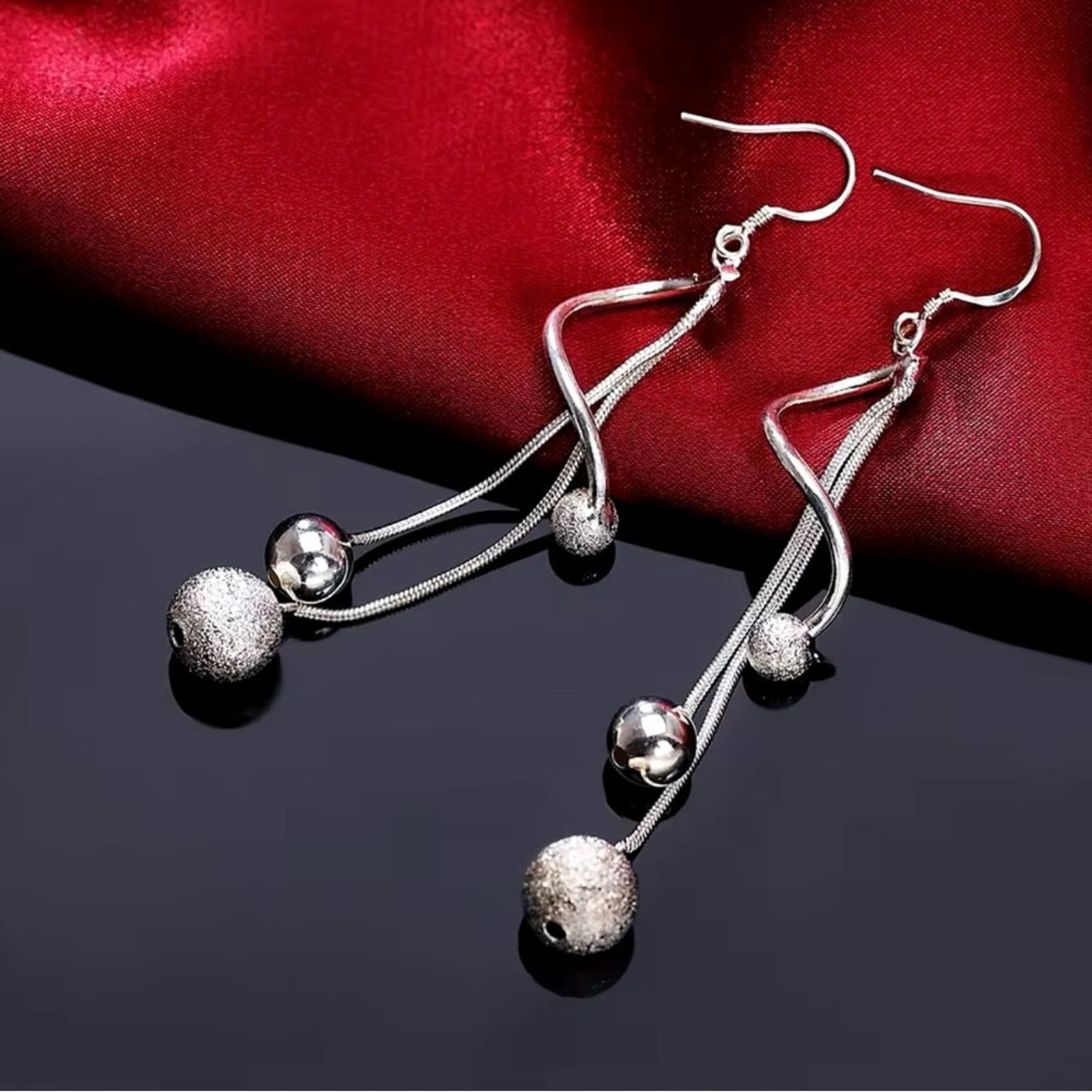 Other Sterling Silver Long tassel beads Earrings for Women Size ONE SIZE - 1 Thumbnail