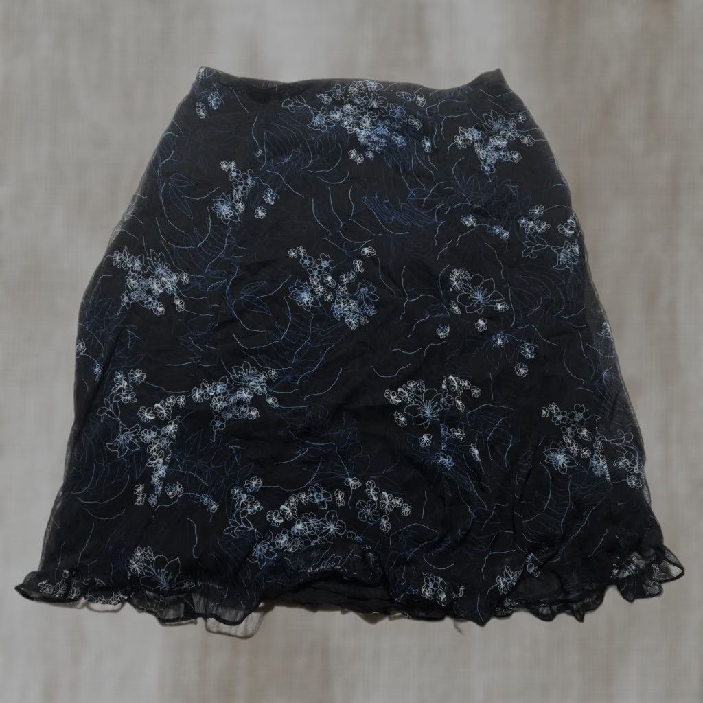 Vintage Sag Harbor Skirt Women Long Pleated Size 20W Navy Blue Floral Print 20W Womens Skirt Size 42" / US 20 - 1 Thumbnail