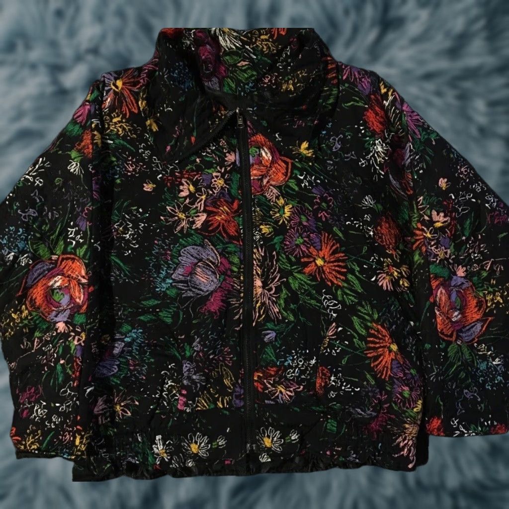 Vintage VINTAGE Vtg 80s Flower Abstract Art AOP Jacket L Boxy Vaporwave Surf Picasso Grunge 90s Size L / US 10 / IT 46 - 1 Thumbnail