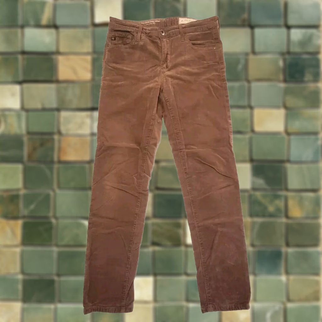Anthropologie AG Adriano Goldschmied Pants Womens Sz 27P Mauve Velvet Stevie Ankle Slim Size ONE SIZE - 1 Thumbnail