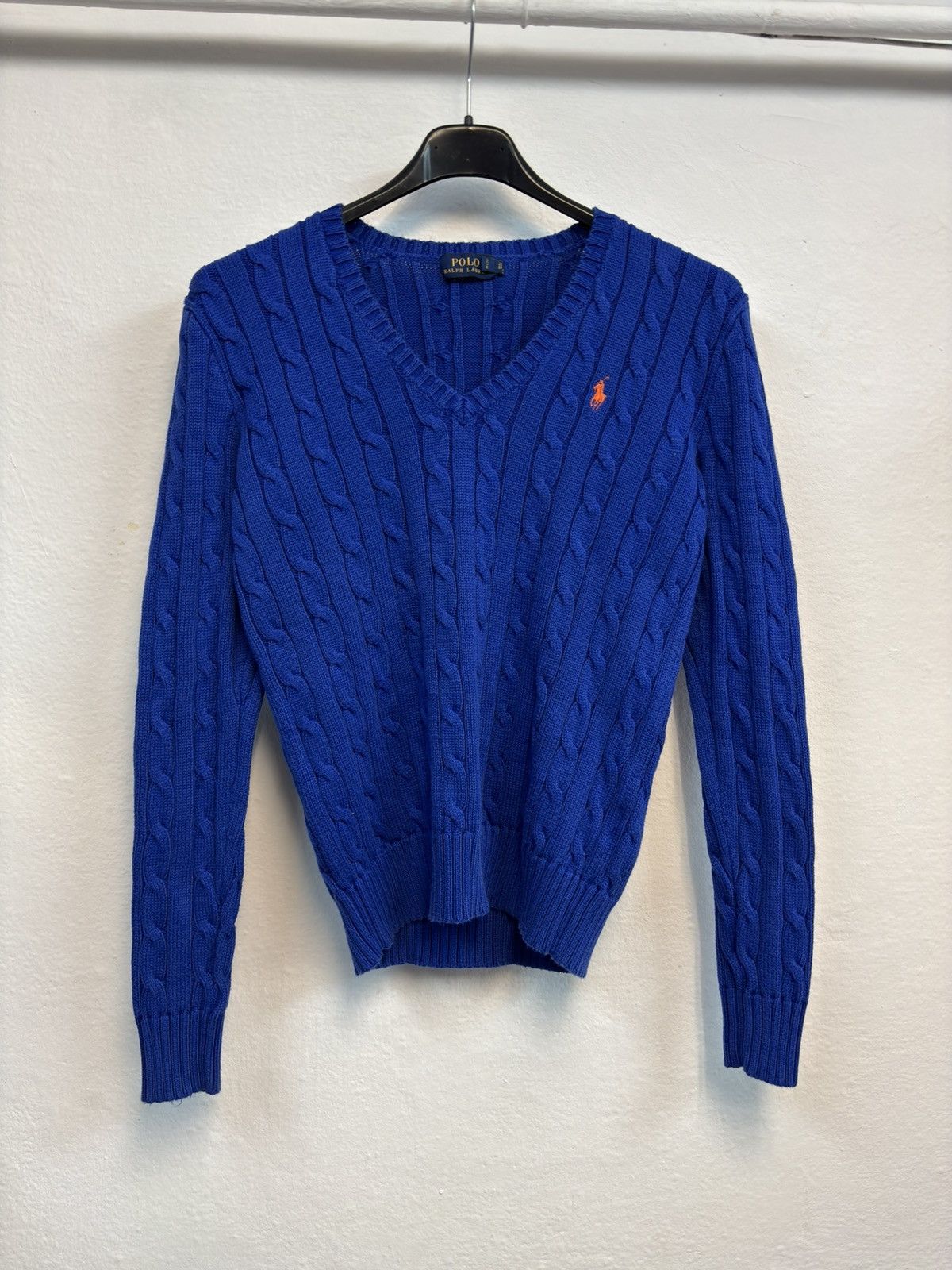 Designer × Polo Ralph Lauren Polo Ralph Lauren V neck Sweater Cable knit designer y2k 90s Size S / US 4 / IT 40 - 1 Thumbnail