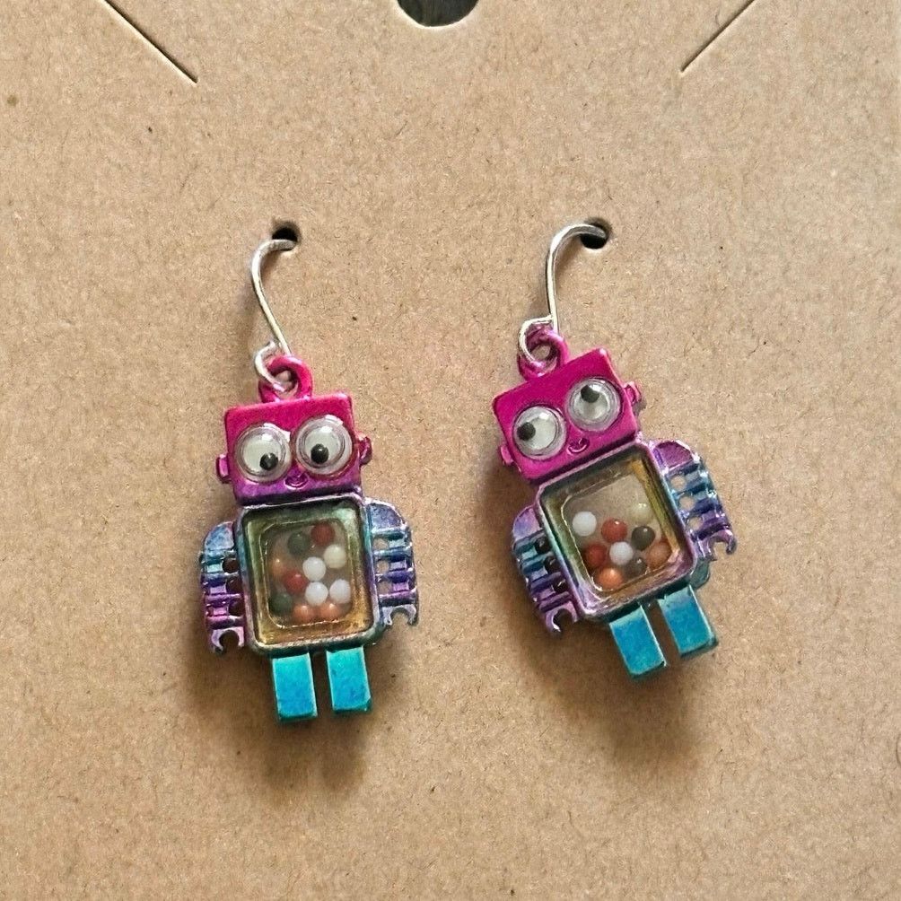 Purple rainbow robot stud earrings Size ONE SIZE - 2 Thumbnail