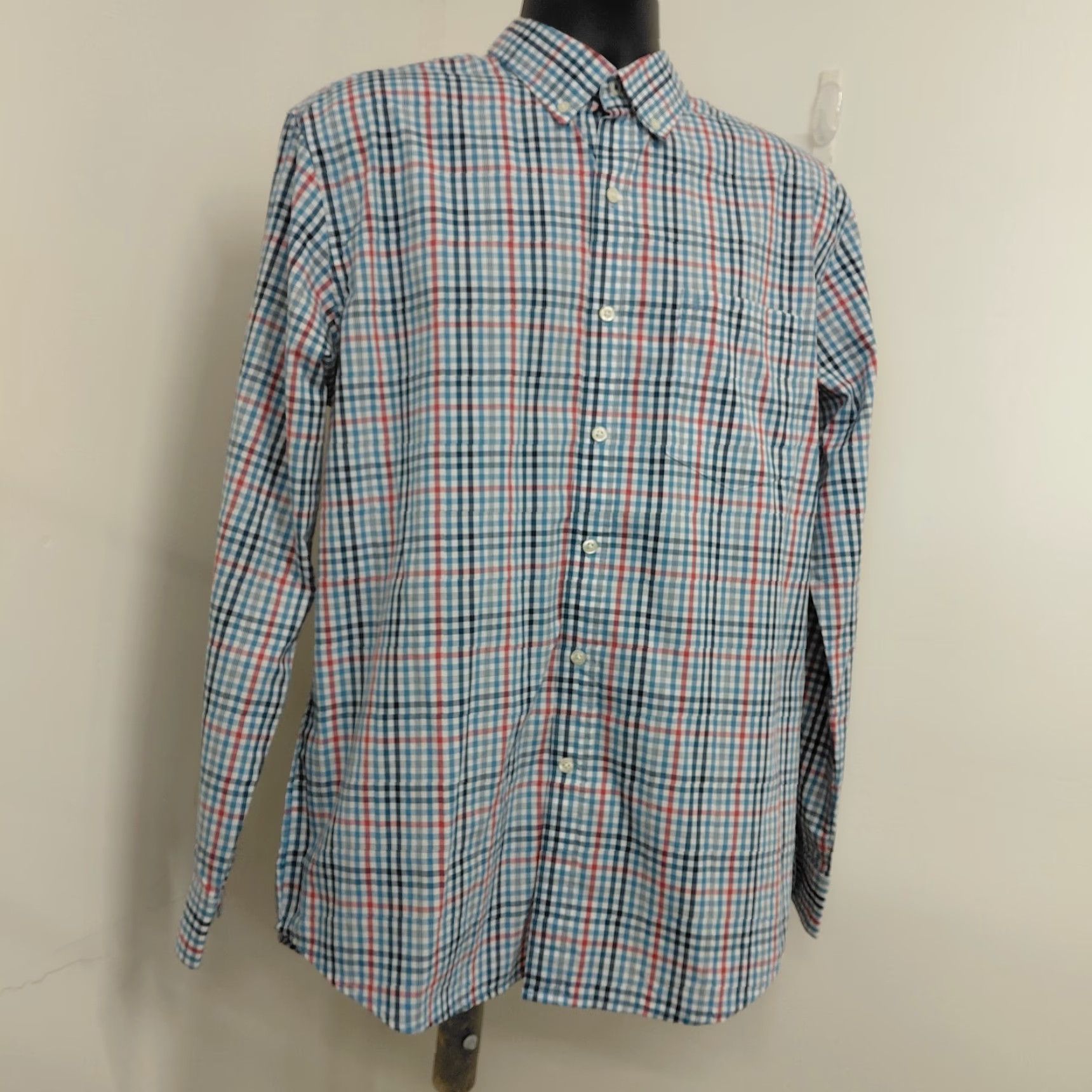 Izod IZOD Shirt Men's L Red White Blue Long Sleeve Check Button-Down Preppy Shirt, Casual, Workwear, American Theme, Button-Up, Regular Fit Size US L / EU 52-54 / 3 - 3 Thumbnail
