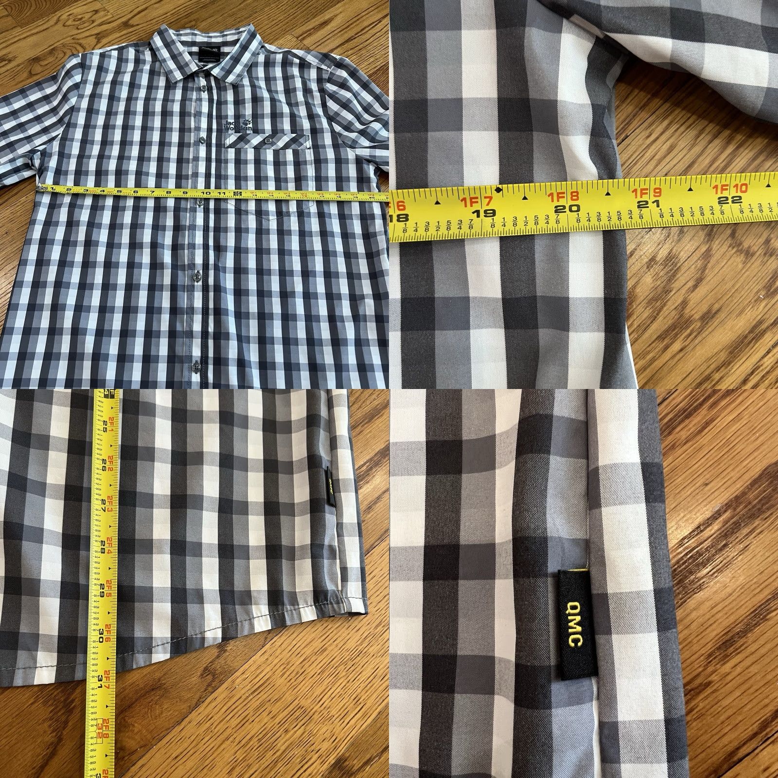 Jack Wolfskin Jack Wolfskin Mens Outdoor Shirt Regular Check Short Sleeve L Gray Button-Up Pocket Zipper All Seasons Casual Size US L / EU 52-54 / 3 - 8 Thumbnail