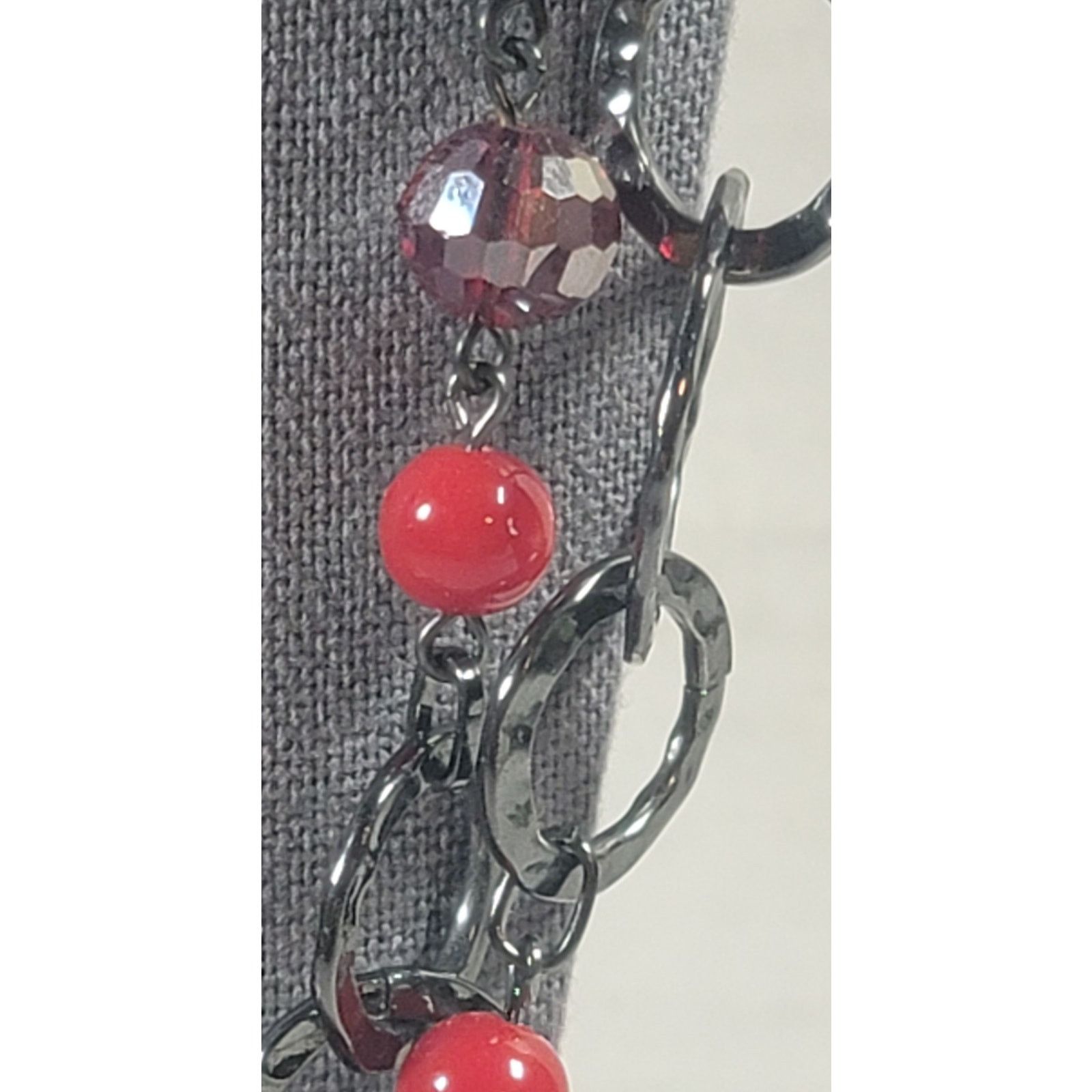 Other Black Burgundy Interlocking Circles With Beads 18" Necklace Size ONE SIZE - 6 Thumbnail