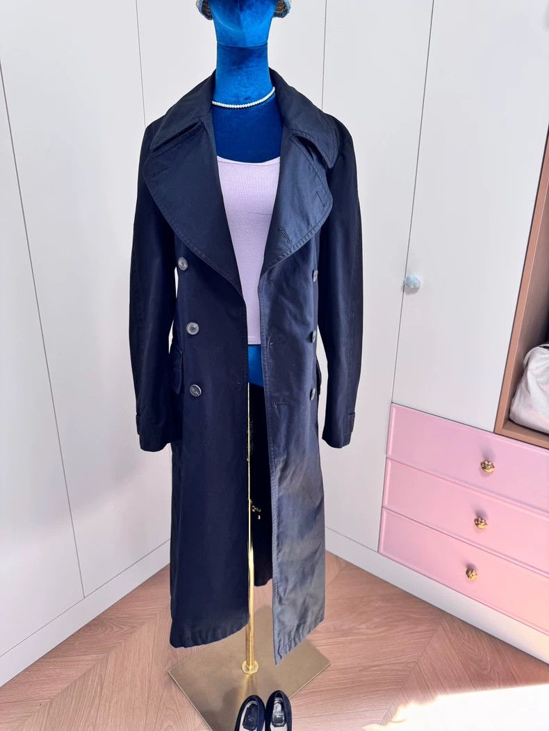 Yves Saint Laurent YSL Black Double-Breasted Trench Coat - dmc Size US XL / EU 56 / 4 - 1 Thumbnail