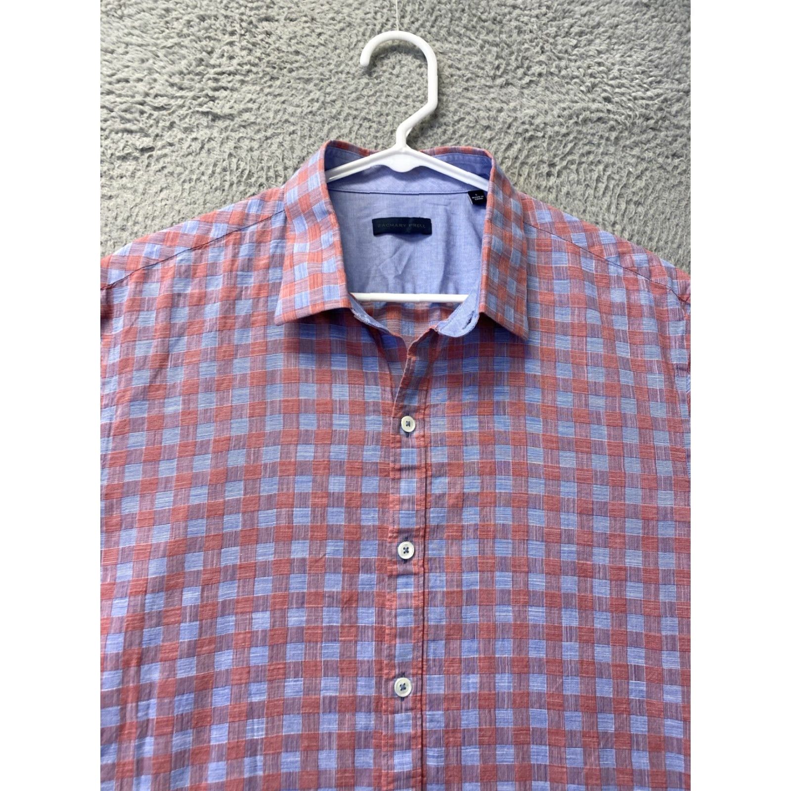 Pinko VINTAGE Zachary Prell Shirt Men L Pink Blue Plaid Cotton Long Sleeve Button-Up Size US L / EU 52-54 / 3 - 3 Thumbnail