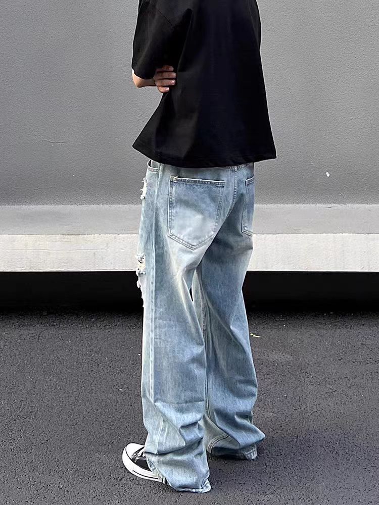 Japanese Brand × Vintage Hip Hop Street Vintage Washed Loose Ripped Jeans Size US 32 / EU 48 - 5 Thumbnail