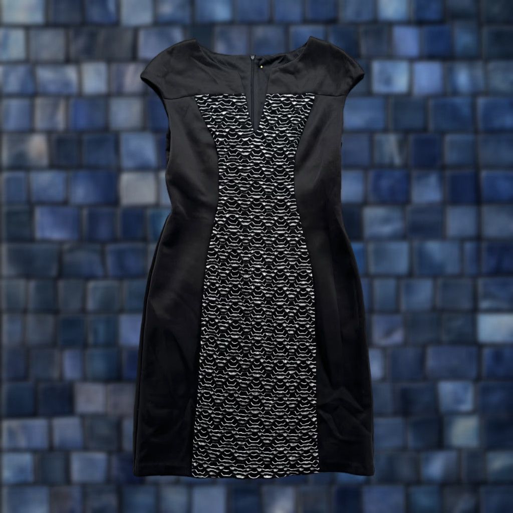 Vintage Connected Women’s Black Gray Stretch Sheath Sleeveless Dress Size 10 (Polyester) Size L / US 10 / IT 46 - 1 Thumbnail