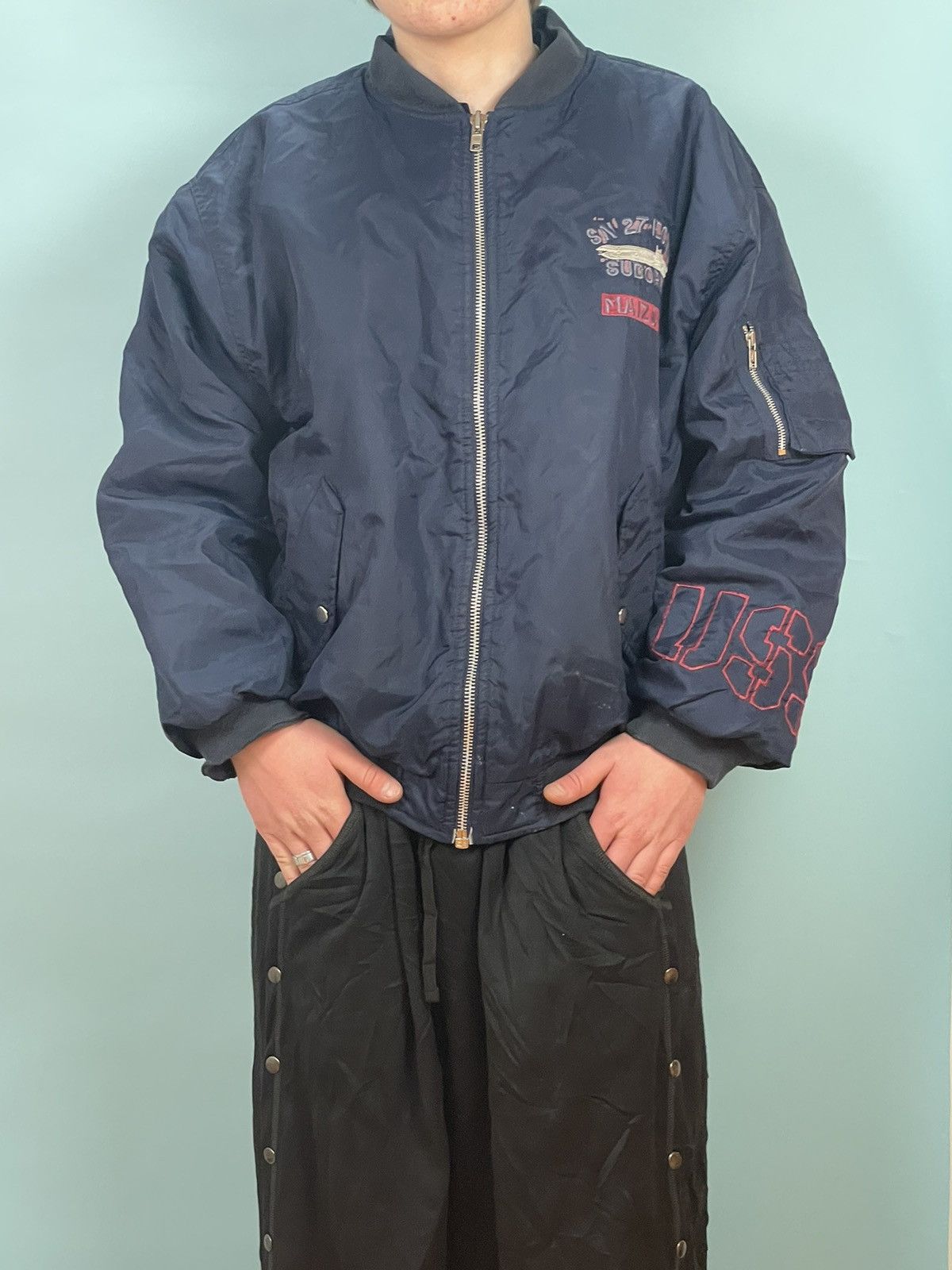 Other Submarine militairy crew bomber jacket 70:s Size US L / EU 52-54 / 3 - 4 Thumbnail