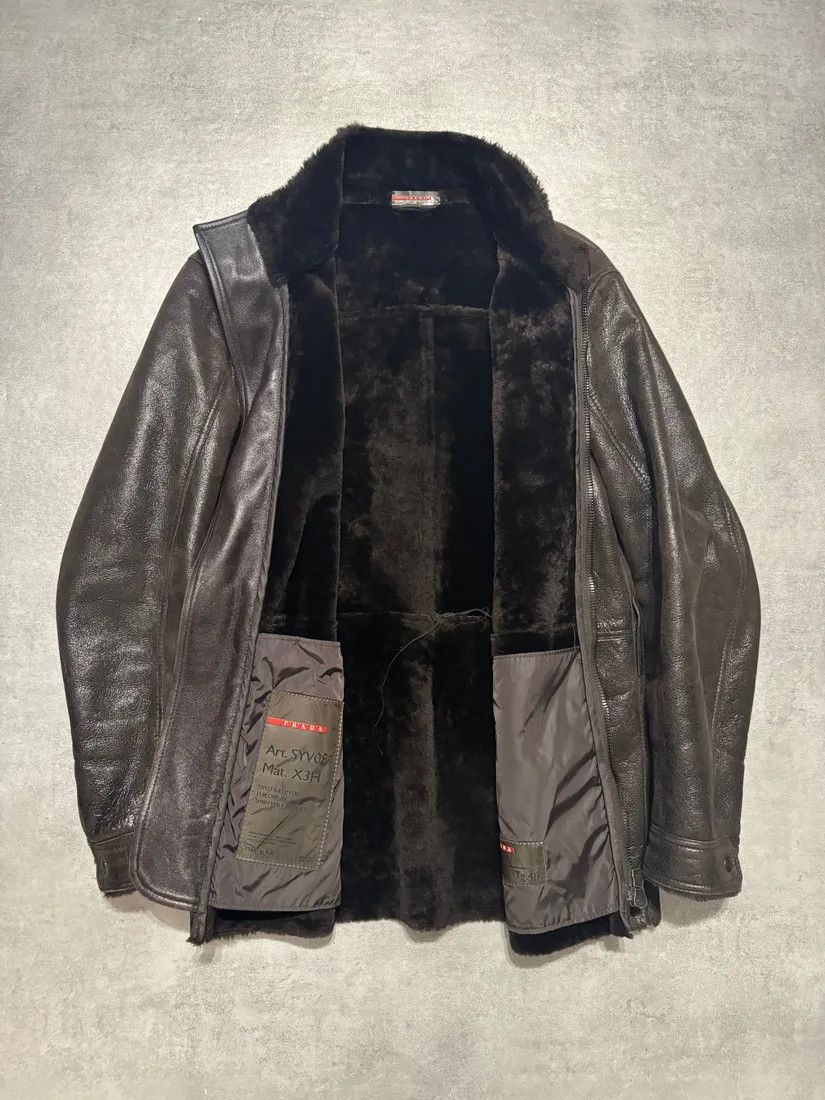 Prada × Vintage 2000s Prada Imperialist Fur Brown Leather Jacket Size US M / EU 48-50 / 2 - 3 Thumbnail