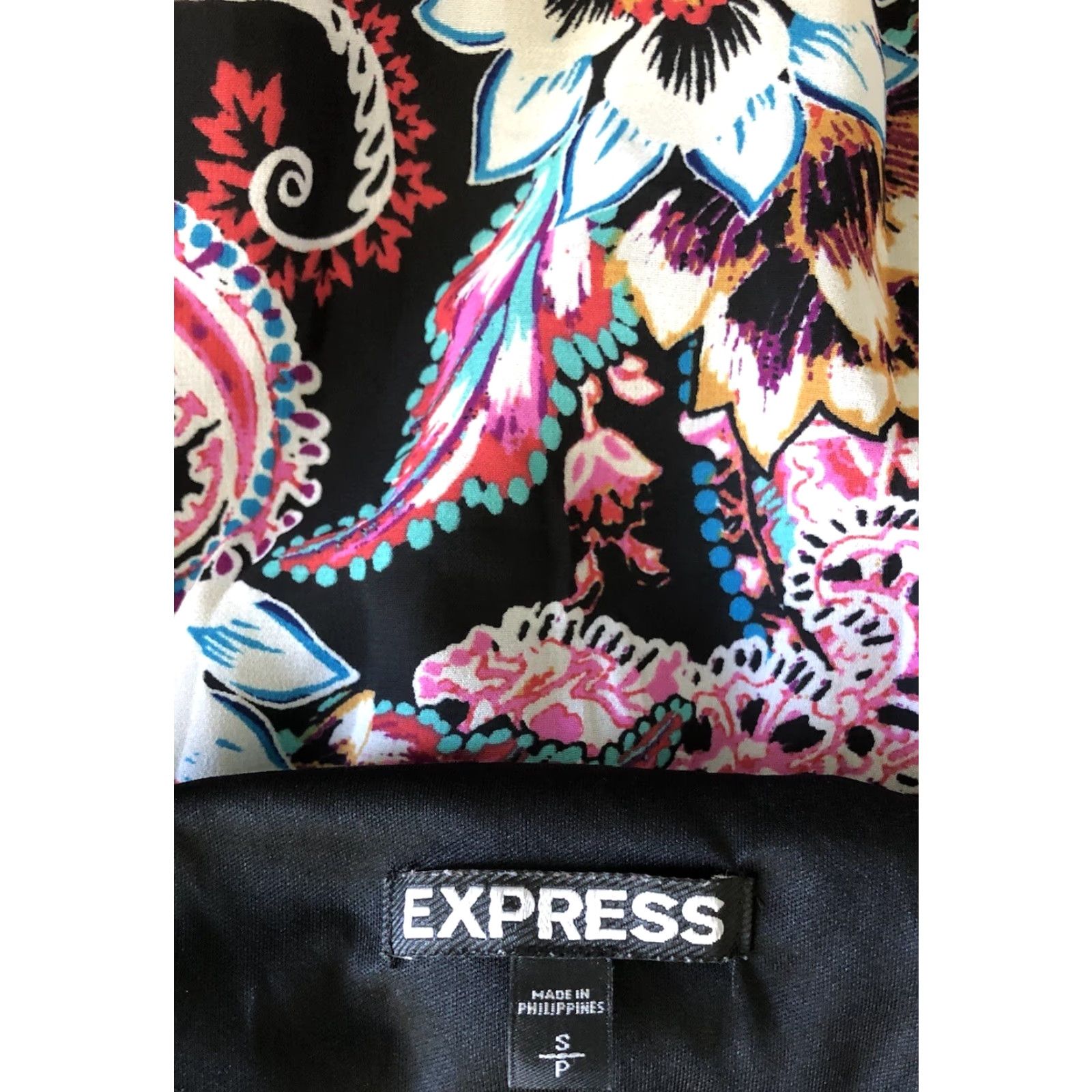 Express VINTAGE Express Maxi Dress Shirt XS Pink/Blk Floral Halter Blouson Boho Hippie 90's Women’s Dress Size XS / US 0-2 / IT 36-38 - 6 Thumbnail