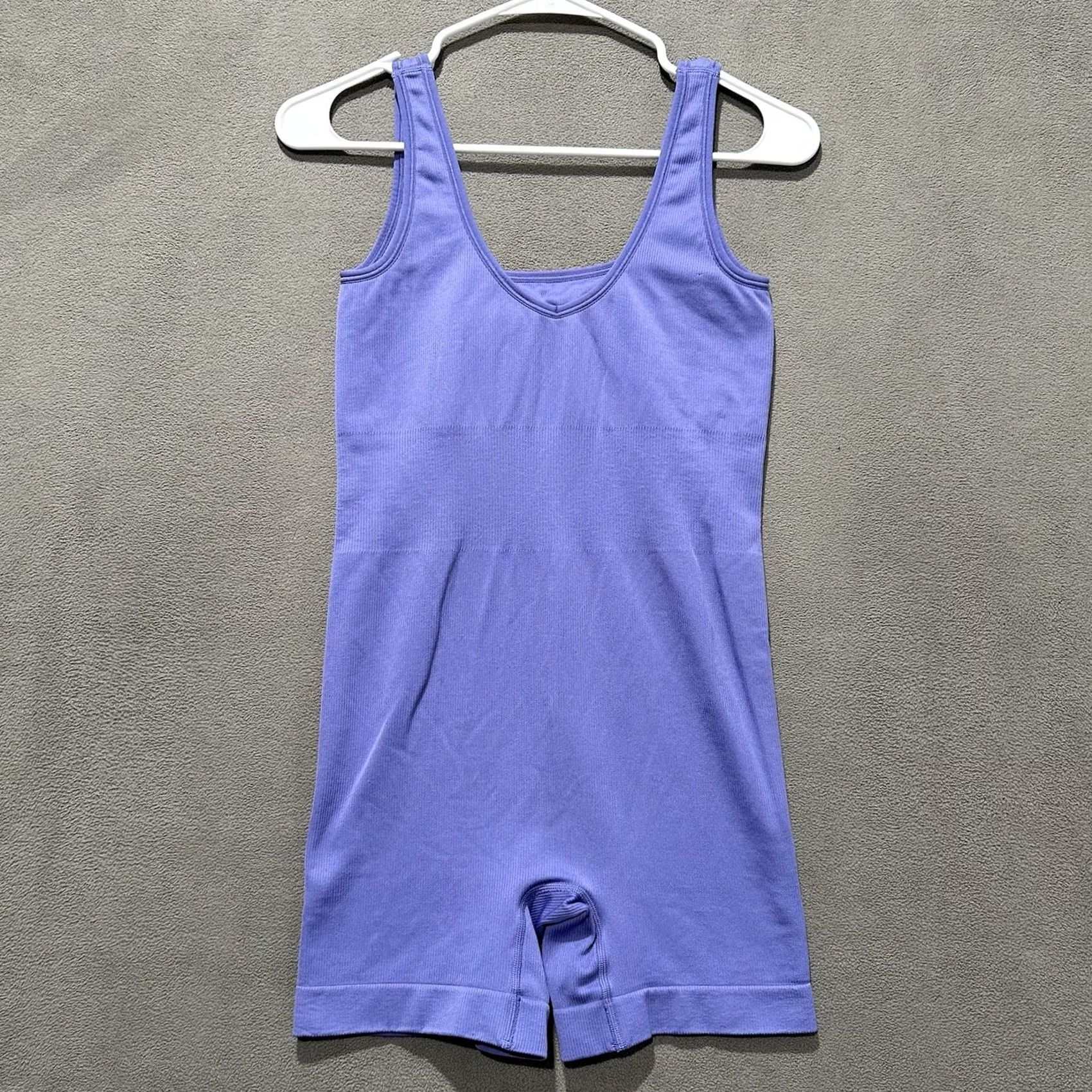 Athleta Athleta Bodysuit One-Piece Womens Size Small Purple Seamless Ribbed Stretch Shortie Yoga Activewear Size S / US 4 / IT 40 - 2 Thumbnail