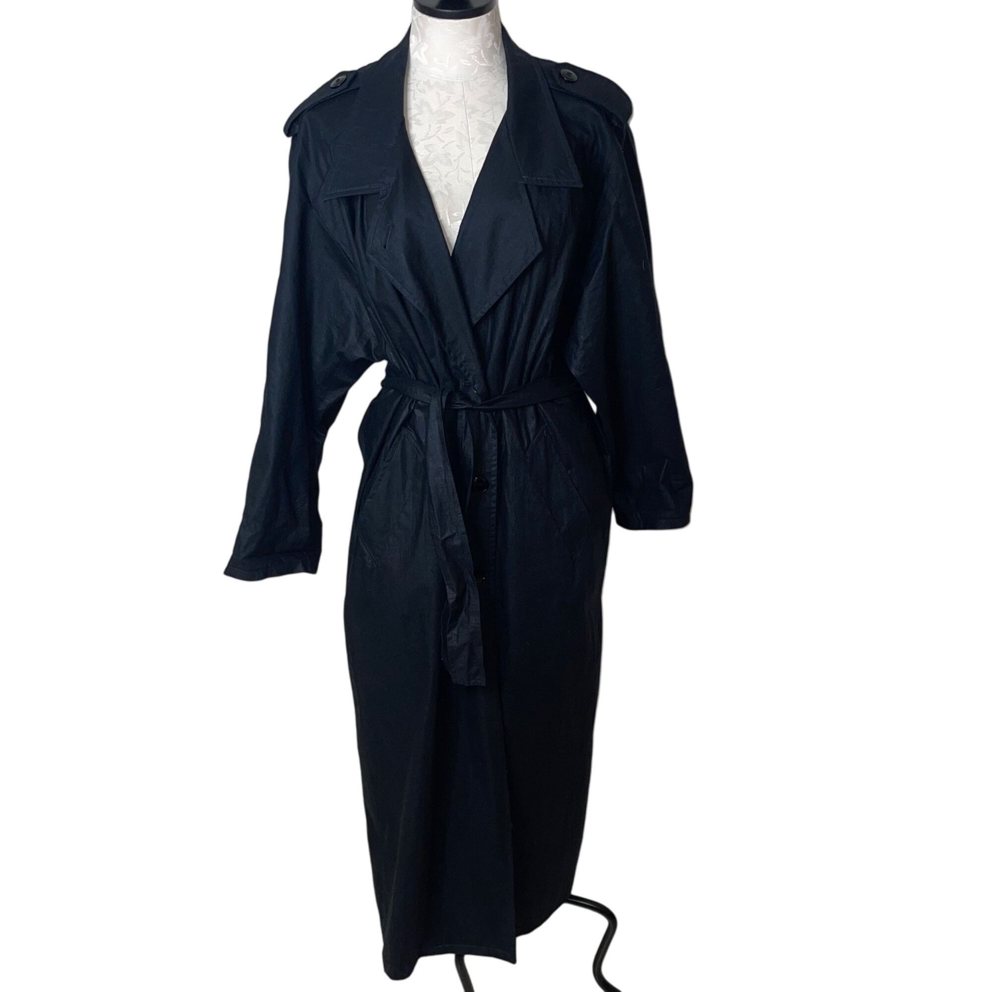 image of Alec Berman Vintage Womens Coat Size Large Black Trench