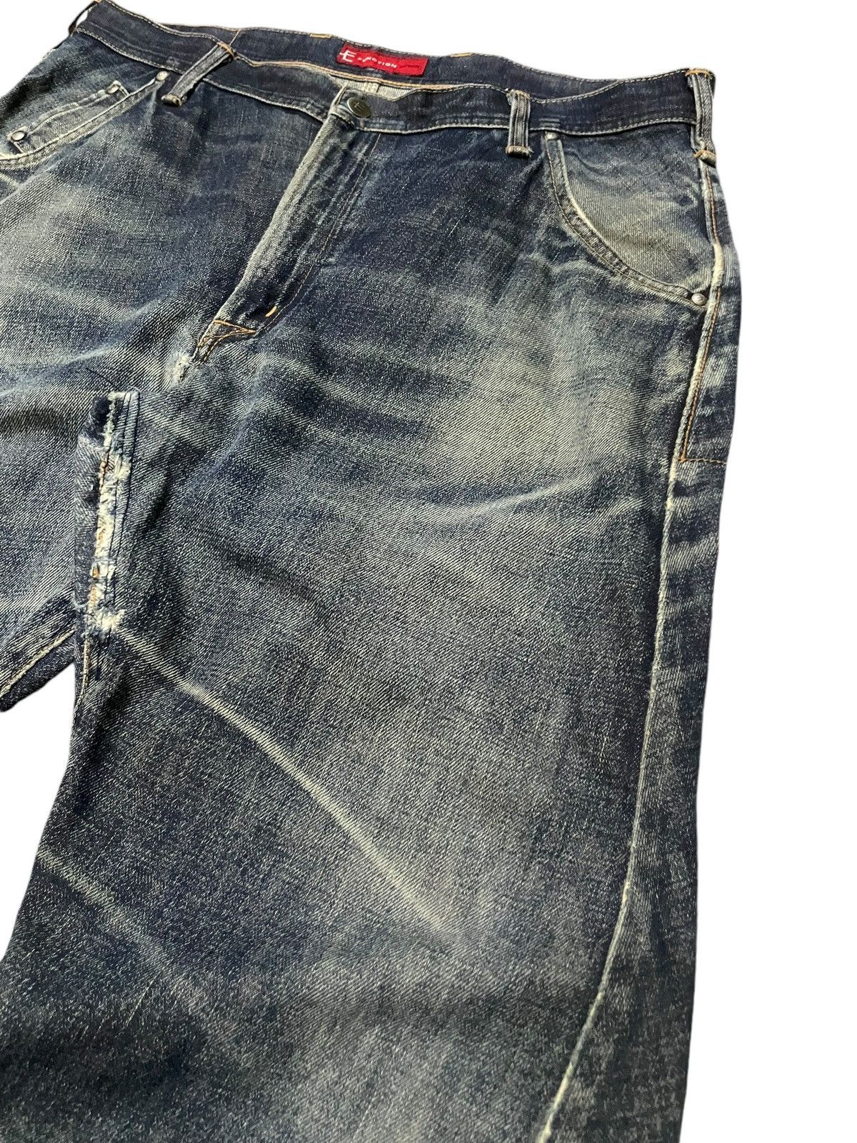 Edwin × Le Grande Bleu (L.G.B.) × Vintage 2000s Edwin Engineered E Function Curved Leg Aging Jeans Size US 36 / EU 52 - 8 Thumbnail