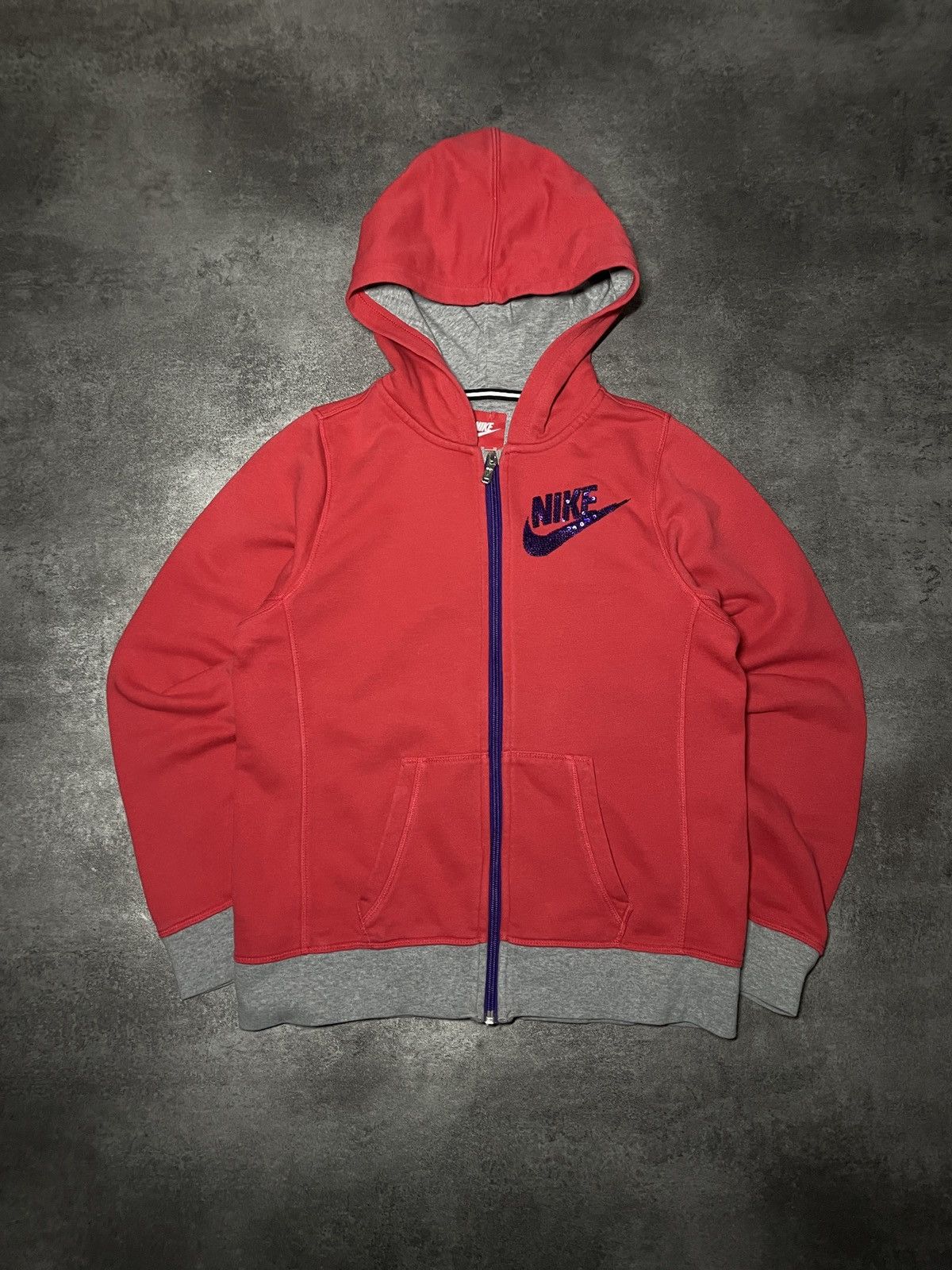 Nike RARE🔥Vintage Y2K Nike Hoodie Zip Spellout Shiny Hype Size XS / US 0-2 / IT 36-38 - 1 Thumbnail
