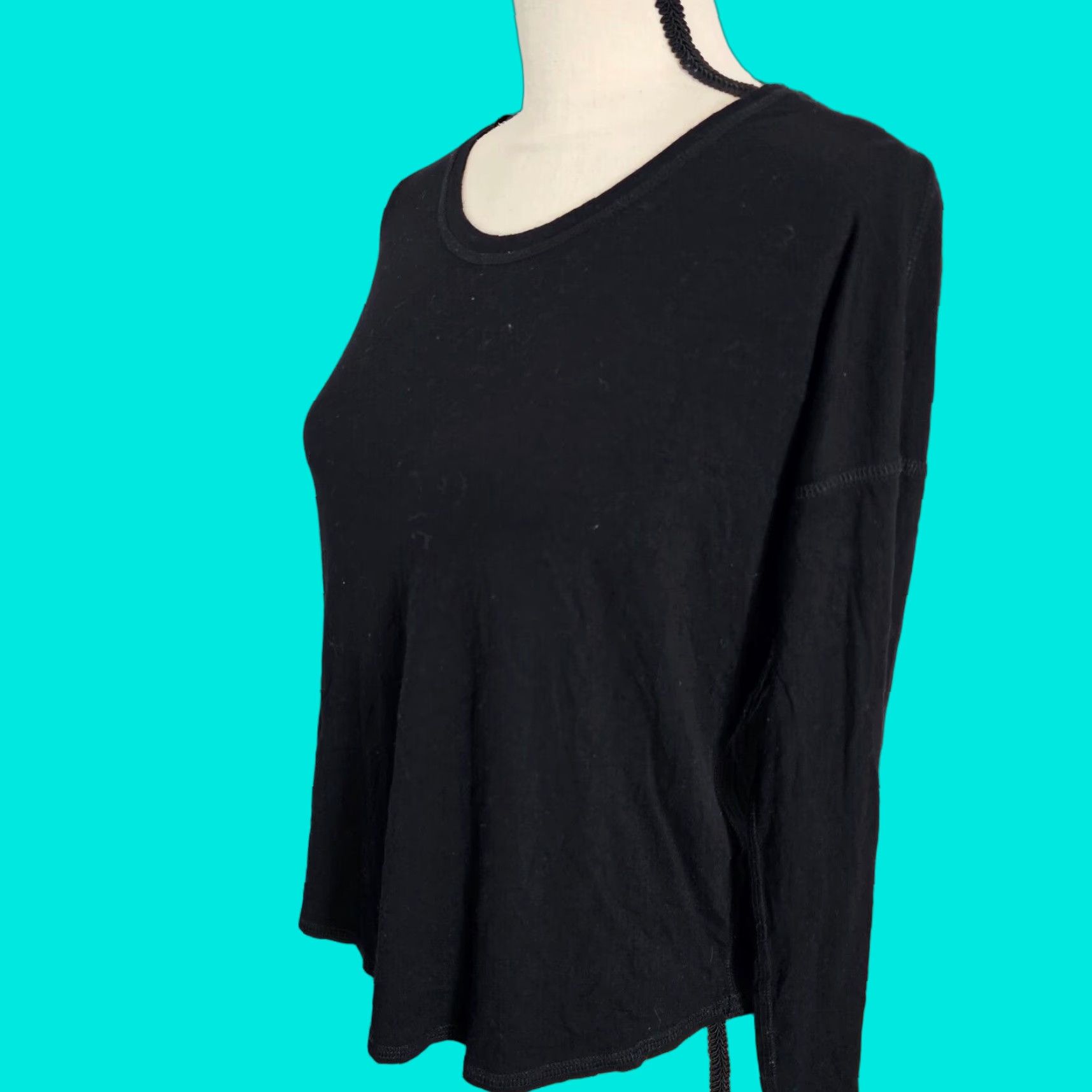Eileen Fisher Eileen Fisher Petite Black Blouse Bateau Neck Top Sz S Pullover Long Sleeve Size S / US 4 / IT 40 - 1 Thumbnail