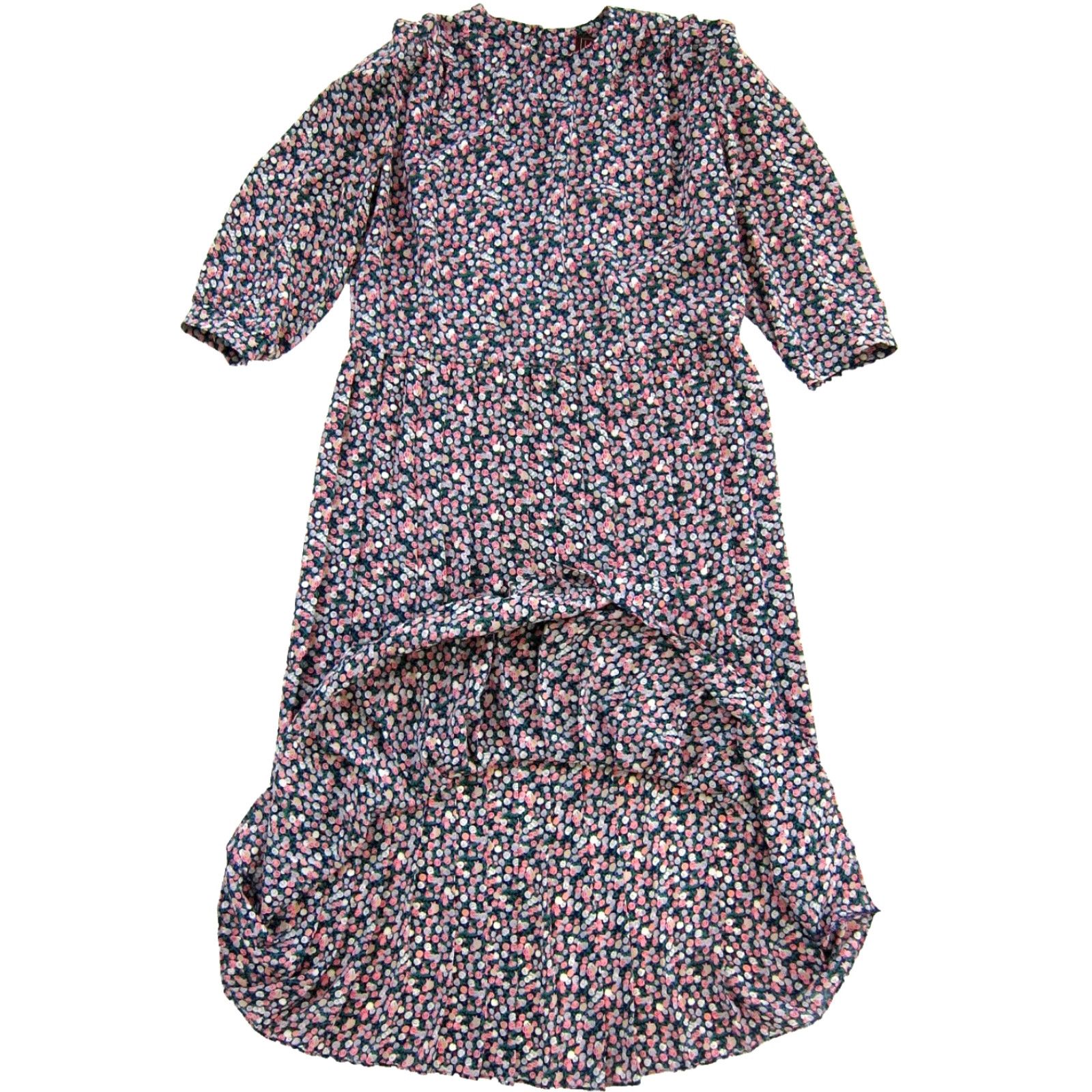 Pinko VINTAGE Lisa II Pink Green Blue Floral Short Sleeve Pleated Midi Maxi Dress L Size 36" / US 14 / IT 50 - 5 Thumbnail