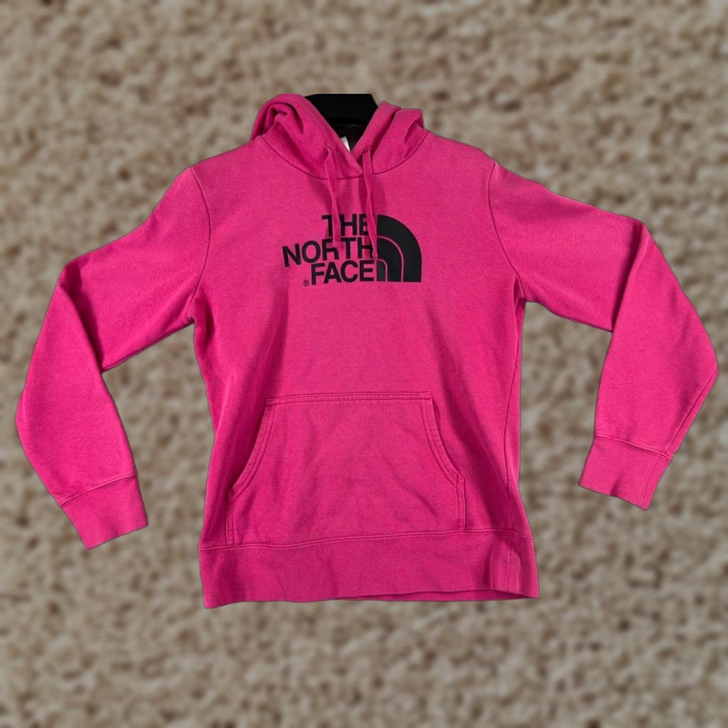 The North Face VINTAGE The North Face Hoodie Sweater Womens Small Pink Cotton Jersey Pullover Logo Pocket Activewear Size S / US 4 / IT 40 - 1 Thumbnail
