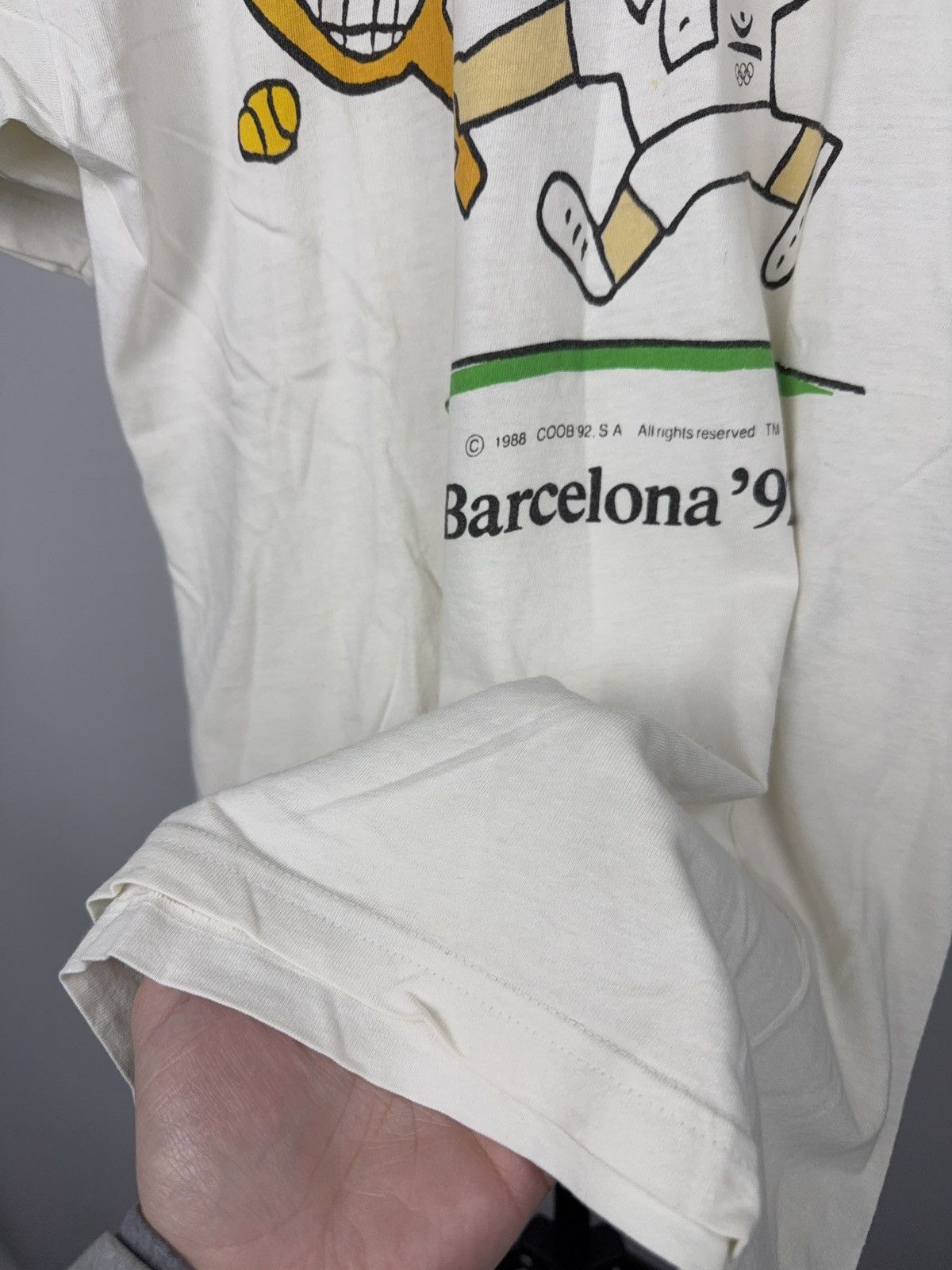 Vintage Rare 90s Vintage Barcelona 1992 Cobi Olympic Tennis T-Shirt Size US S / EU 44-46 / 1 - 11 Thumbnail