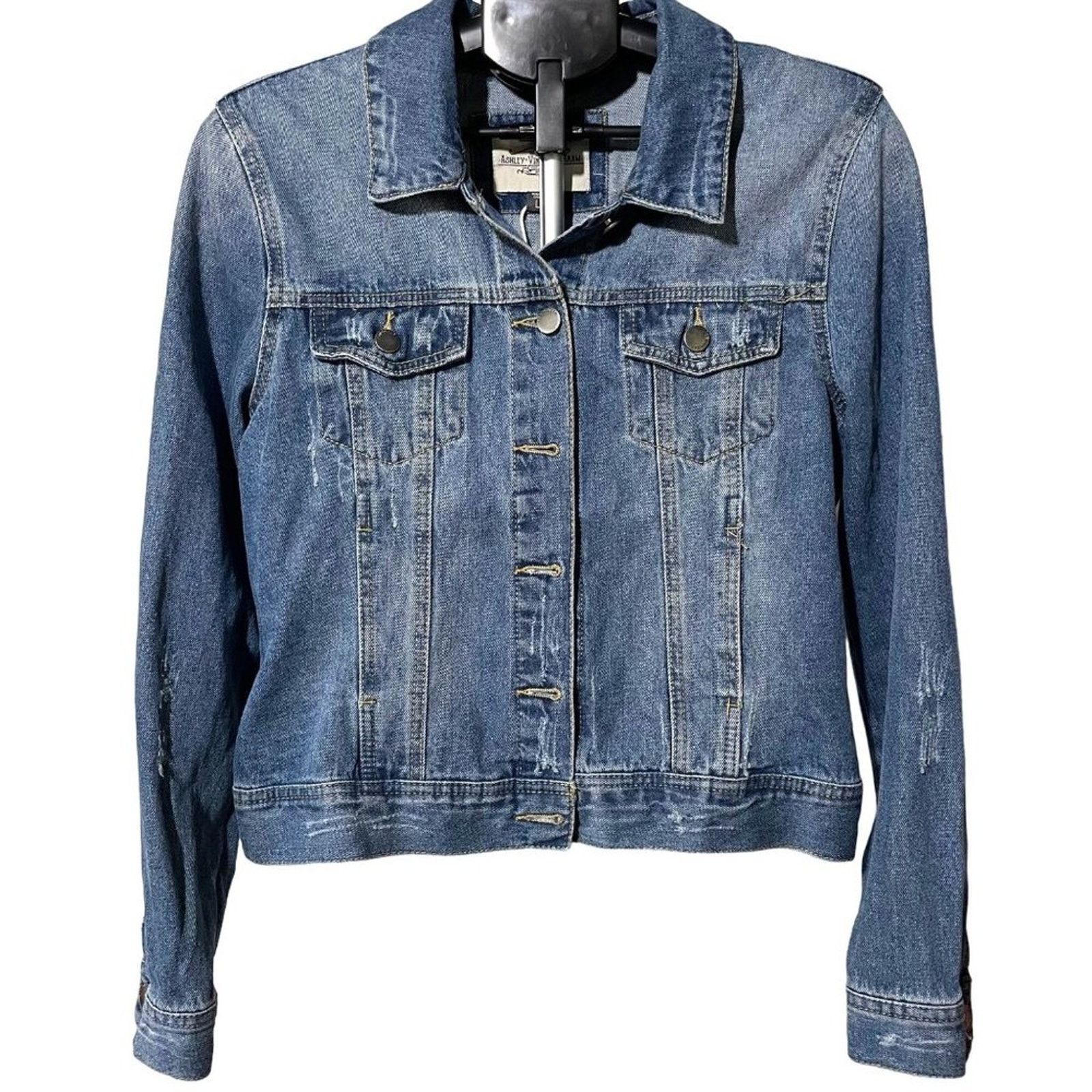 Other Ashley Vintage Charm Distressed Denim Jacket New Large Size L / US 10 / IT 46 - 2 Thumbnail