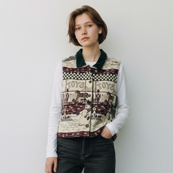 Vintage Vintage Toy-Themed Vest with Snowman Design Size XL / US 12-14 / IT 48-50 - 1 Thumbnail