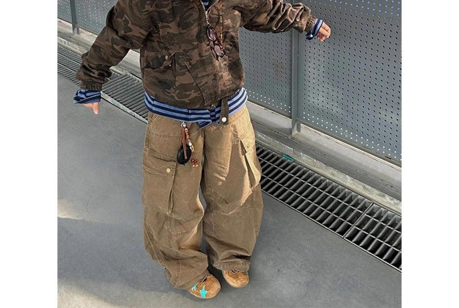 Vintage Baggy Cargo Multi Pocket Jeans Size US 33 - 3 Thumbnail