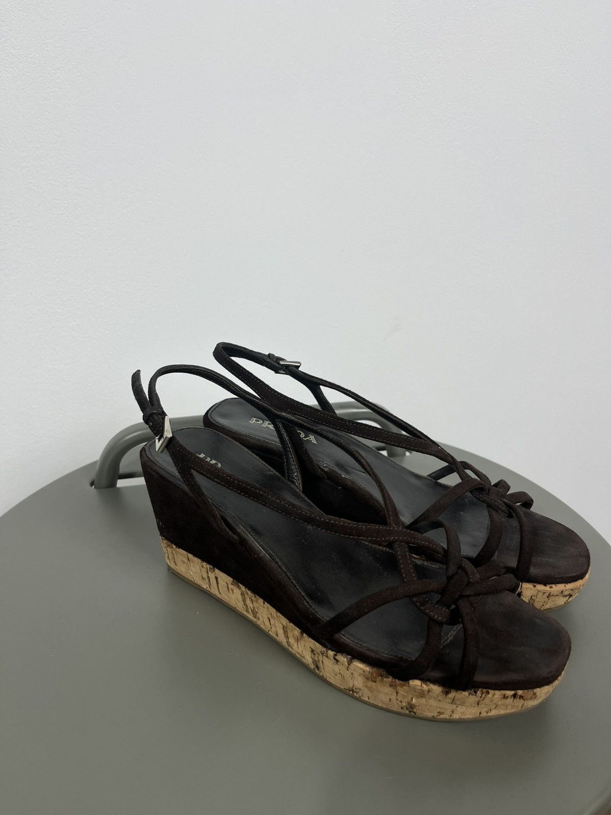 Prada Prada Brown Suede Cork Wedge Sandals – Size 36.5 Women’s Size US 6.5 / IT 36.5 - 2 Thumbnail