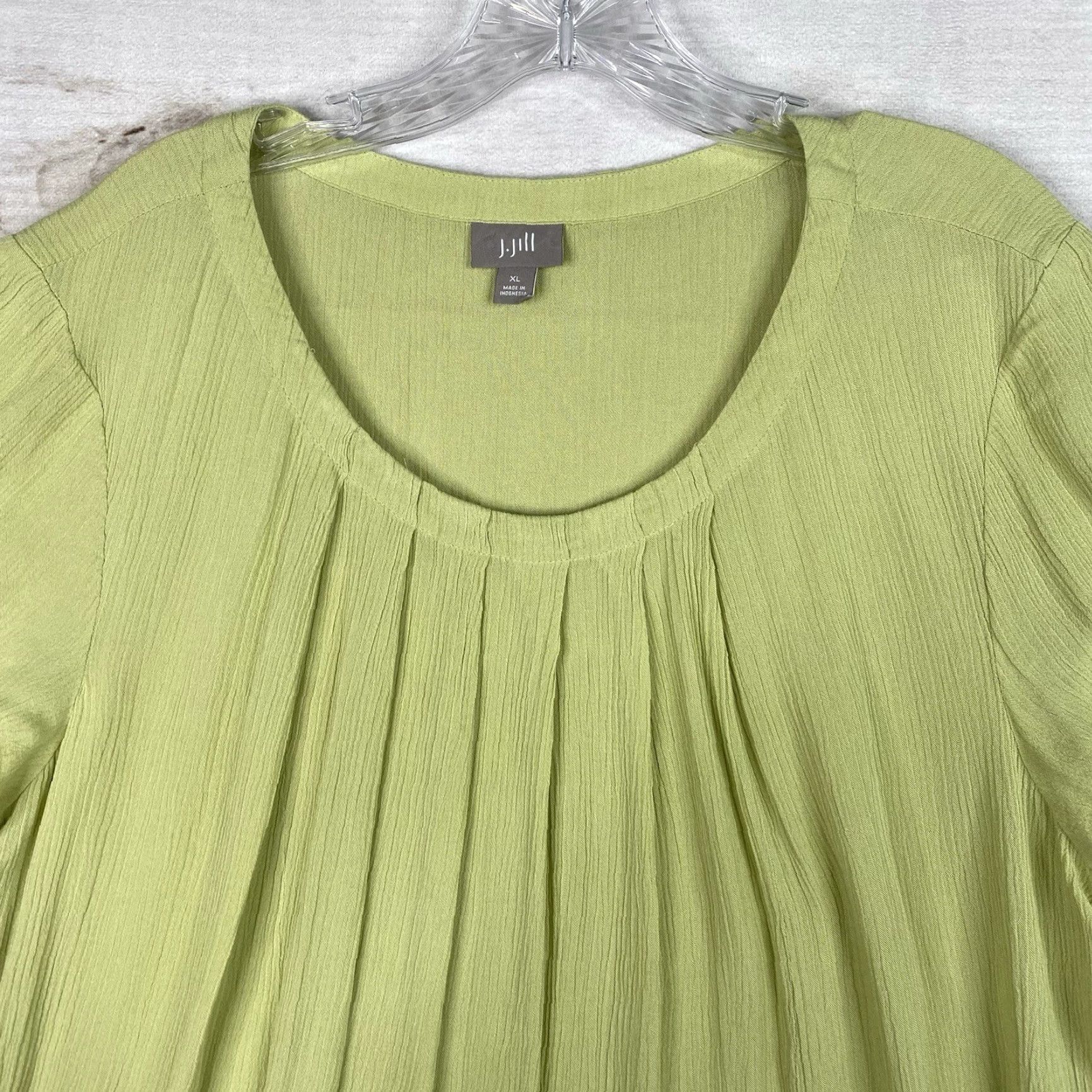 J. Jill J. Jill Womens Top XL Green Pleated Short Cap Sleeve Rayon Blouse Size XL / US 12-14 / IT 48-50 - 2 Thumbnail