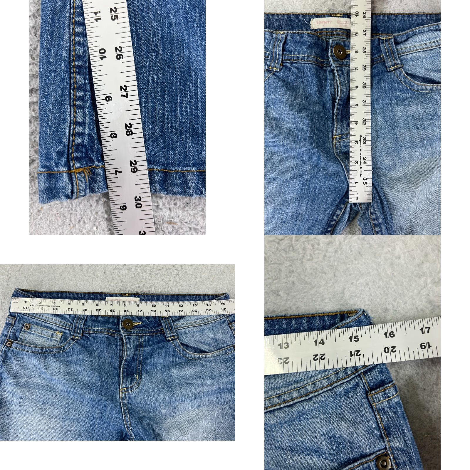 Vintage No Boundaries Jeans Womens 13 Flared Denim 30x30 Light Wash Cotton 5-Pocket Stretch Womens Size 34" / US 12 / IT 48 - 8 Thumbnail