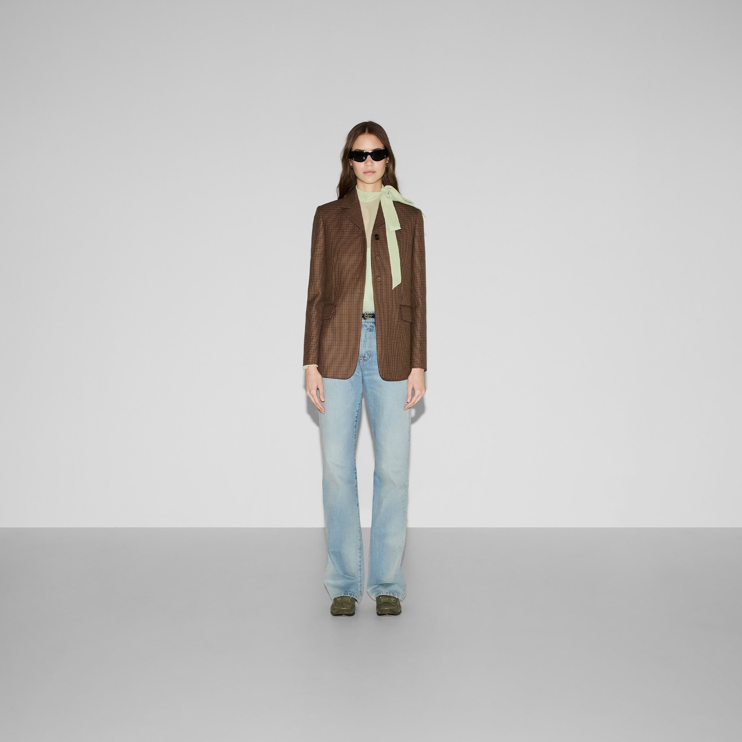 Gucci o1loc1c0226 803854 Houndstooth Wool Jacket With Embroidery Size XS / US 0-2 / IT 36-38 - 2 Thumbnail