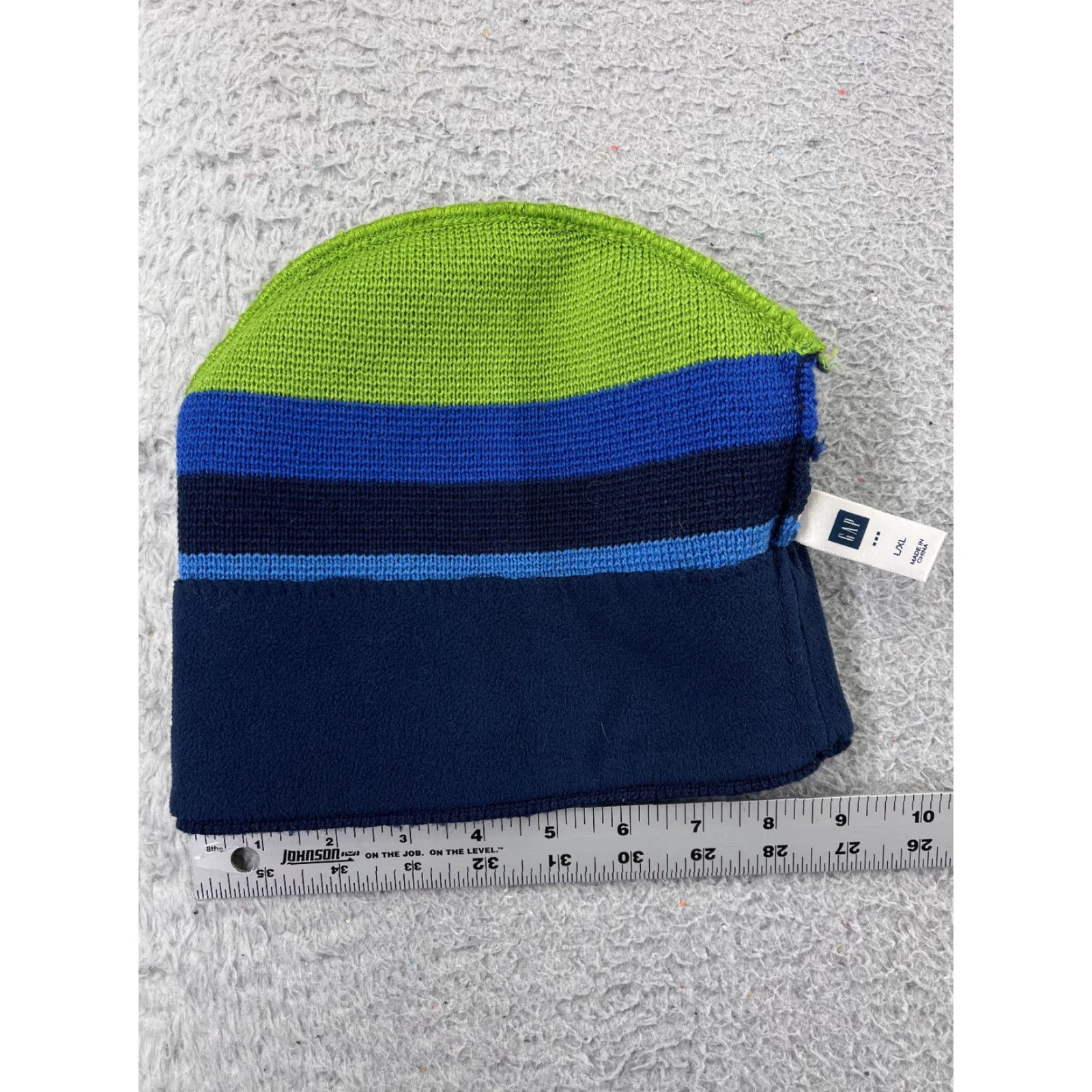 Gap Gap Beanie Toque Adult Extra Large Green Blue Knit Stripe Wool Acrylic Blend Size ONE SIZE - 4 Thumbnail