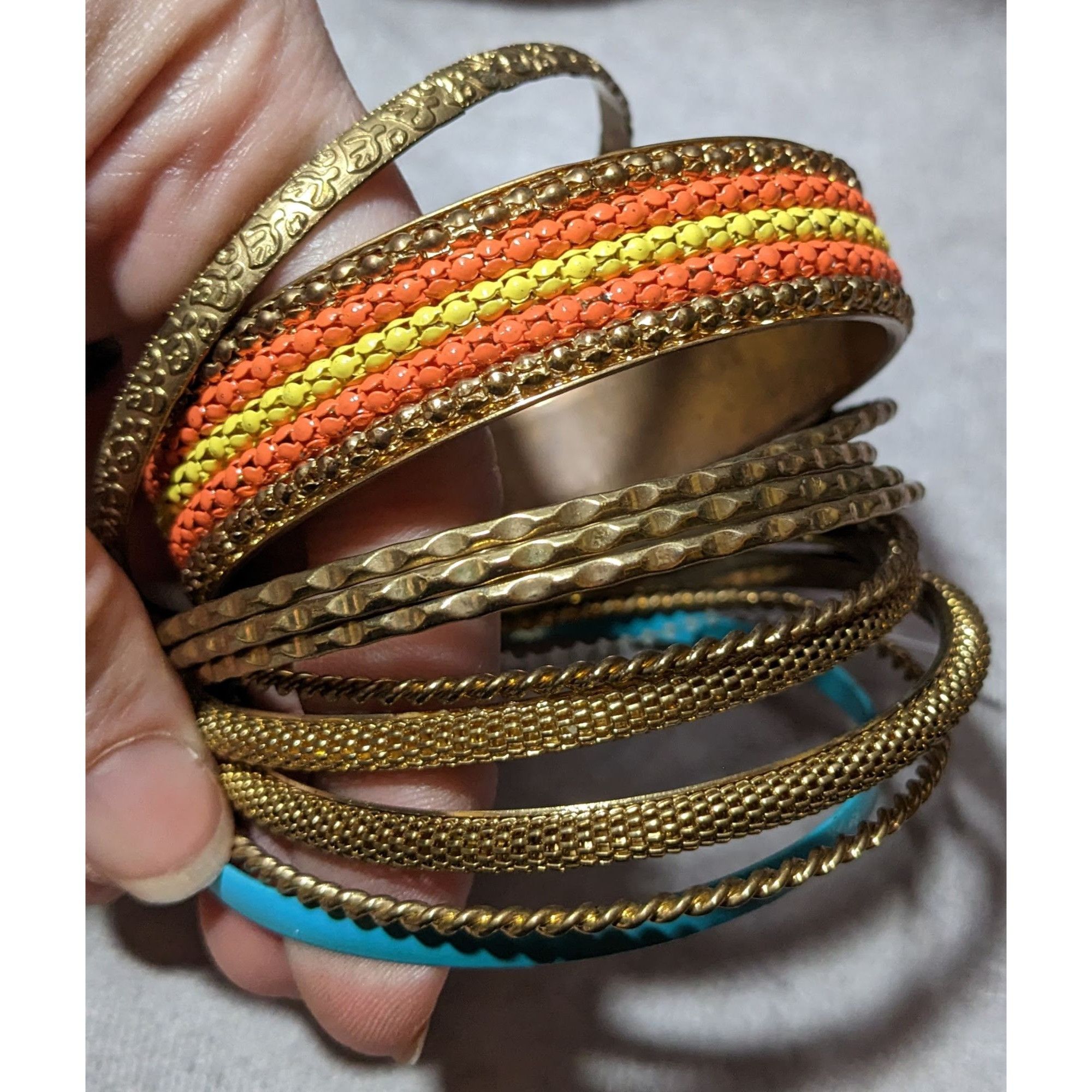 Other Gold Tone Orange And Blue Metal Bangle Bundle (11) Size ONE SIZE - 8 Thumbnail