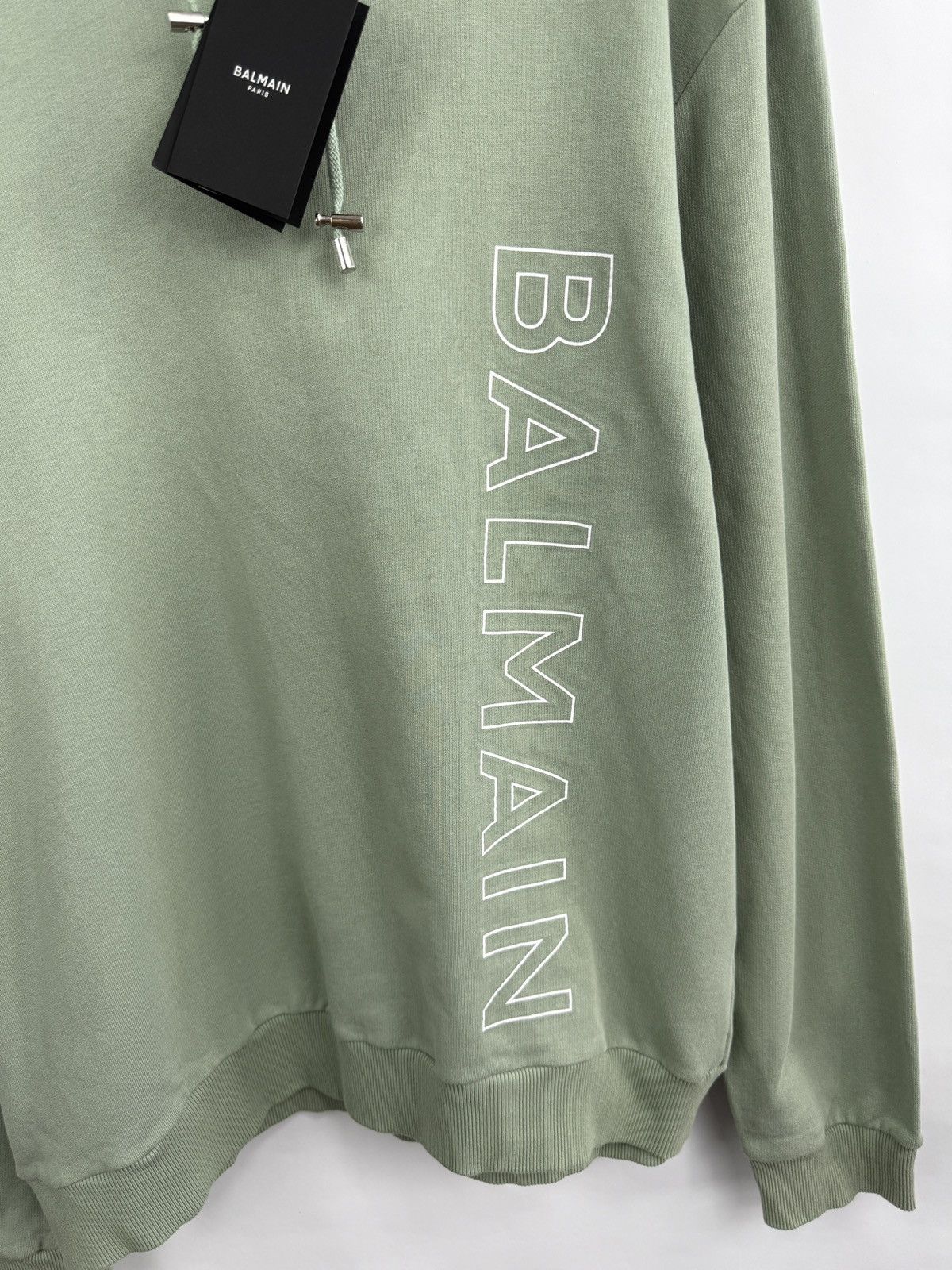 Balmain 🇫🇷 ❗️NEW Balmain Paris Logo-Embossed Green Terry Hoodie Size US L / EU 52-54 / 3 - 8 Thumbnail