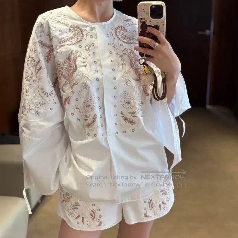 Hermes Hermes 2025 Spring/Summer women's embroidered beach shirt Size XS / US 0-2 / IT 36-38 - 6 Thumbnail