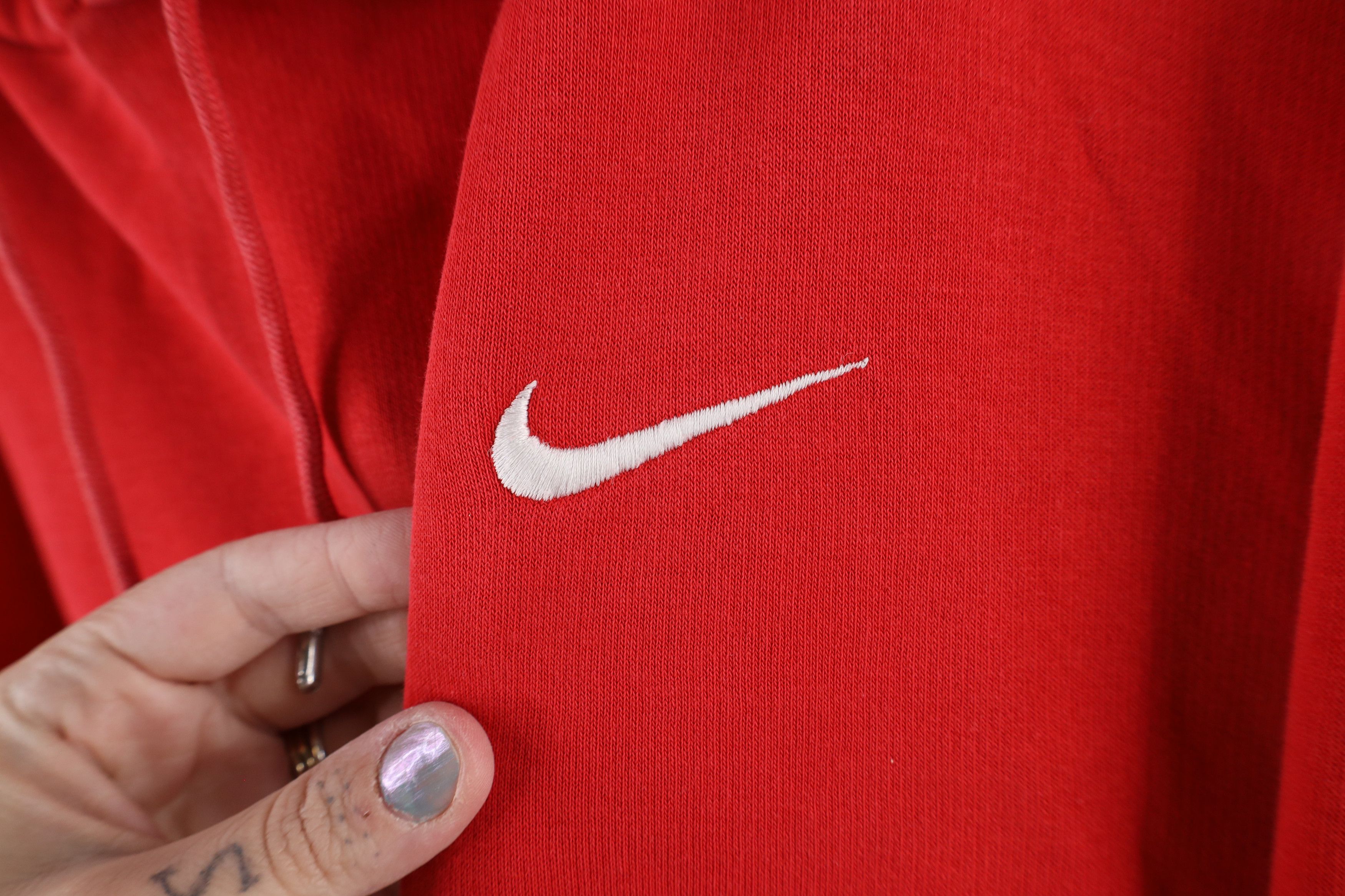 Nike × Vintage Vintage Nike Travis Scott Mini Swoosh Hoodie Sweatshirt Red Size US XXL / EU 58 / 5 - 4 Thumbnail