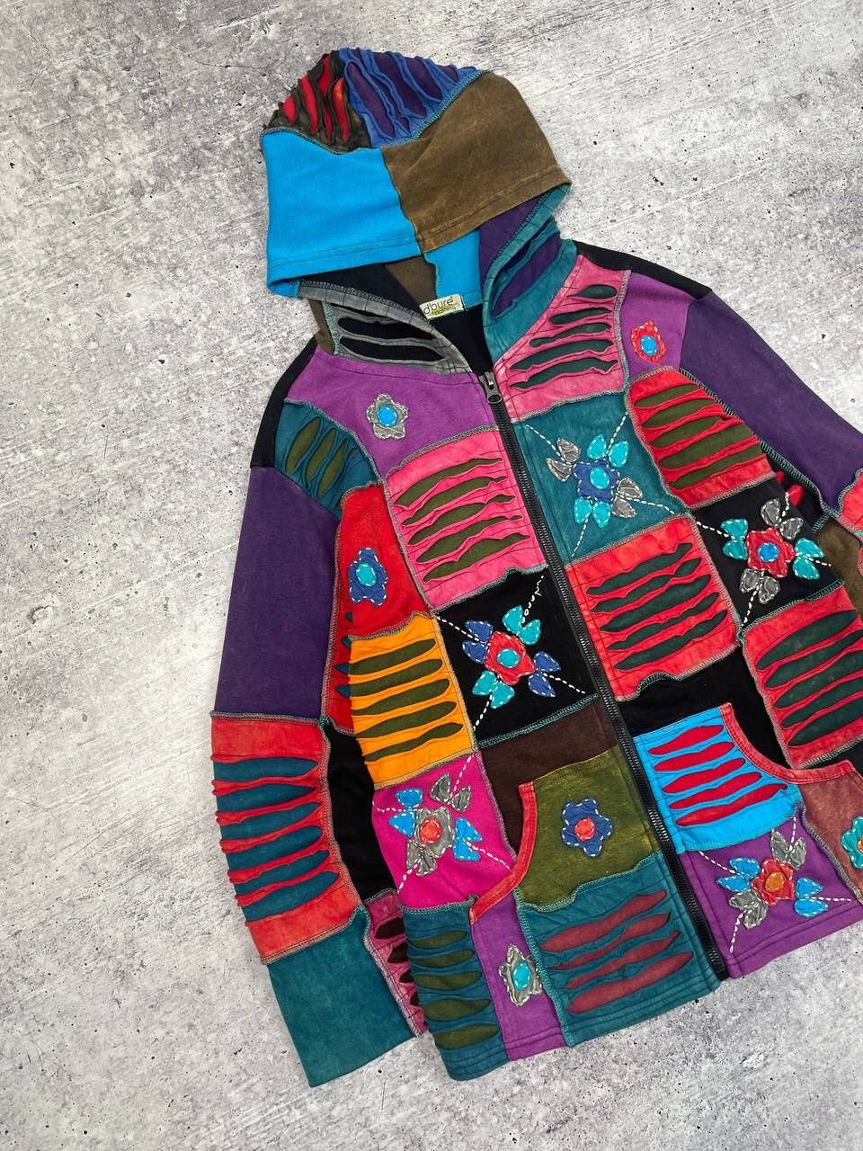If Six Was Nine Vintage Nepal Style Patchwork Zip Up Hoodie Y2K Size US M / EU 48-50 / 2 - 2 Thumbnail