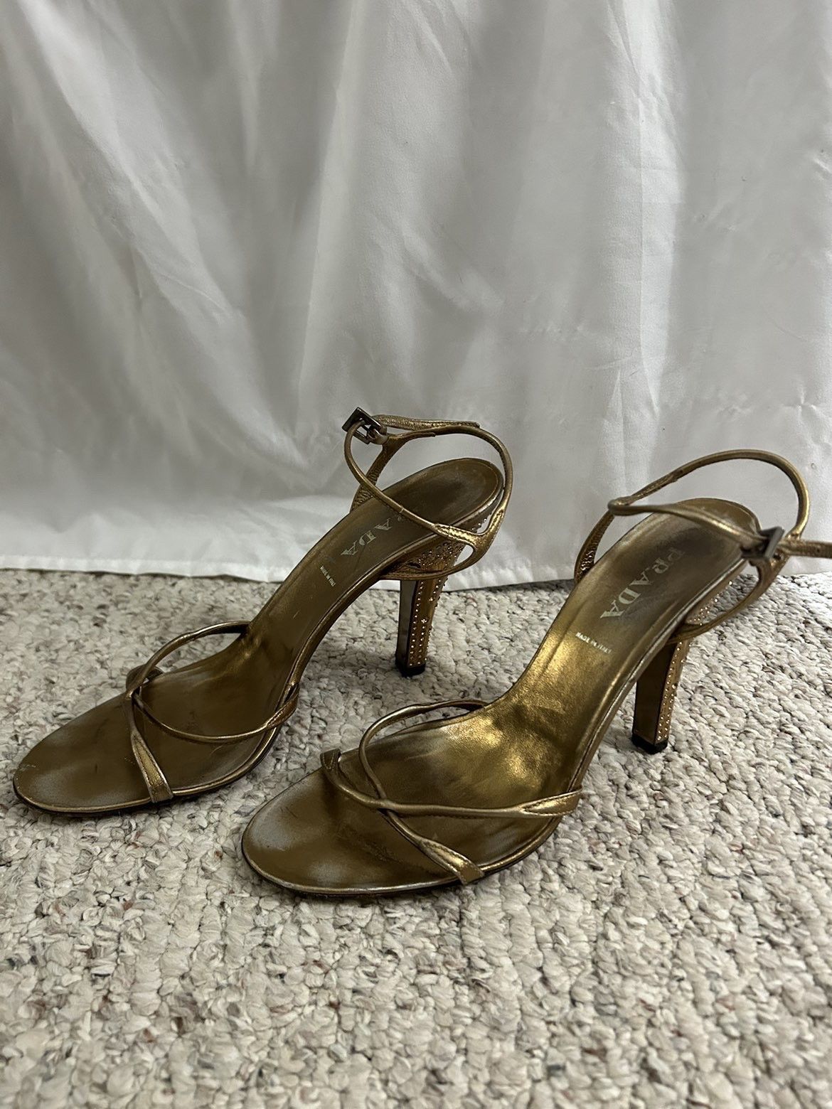 Prada Women’s Gold Prada Strappy Sandals W/Metallic Leather Upper Size US 9.5 / IT 39.5 - 1 Thumbnail