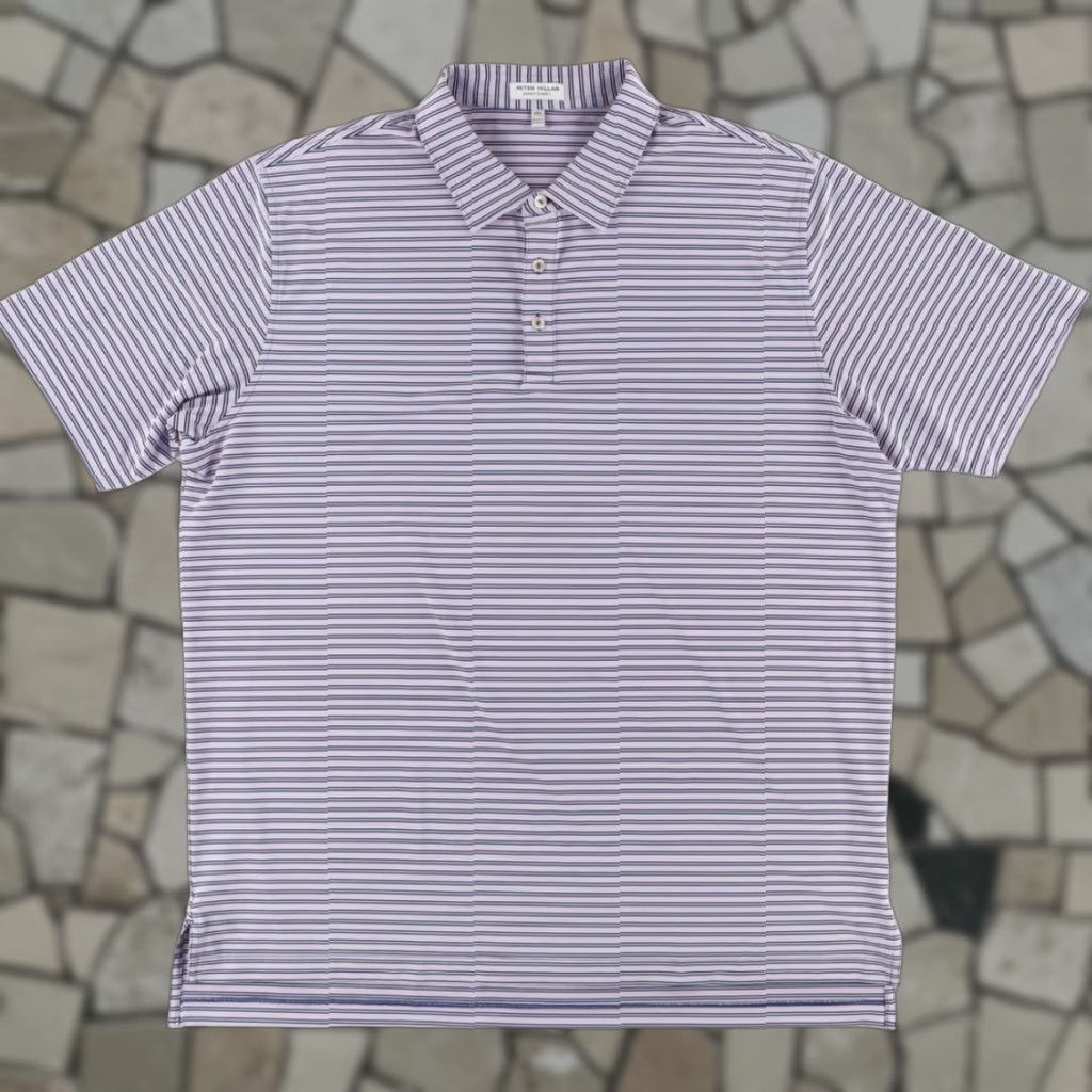 Peter Millar VINTAGE Peter Millar Hamden Performance Jersey Striped Polo Shirt Purple Men's 2XL Size US XXL / EU 58 / 5 - 1 Thumbnail