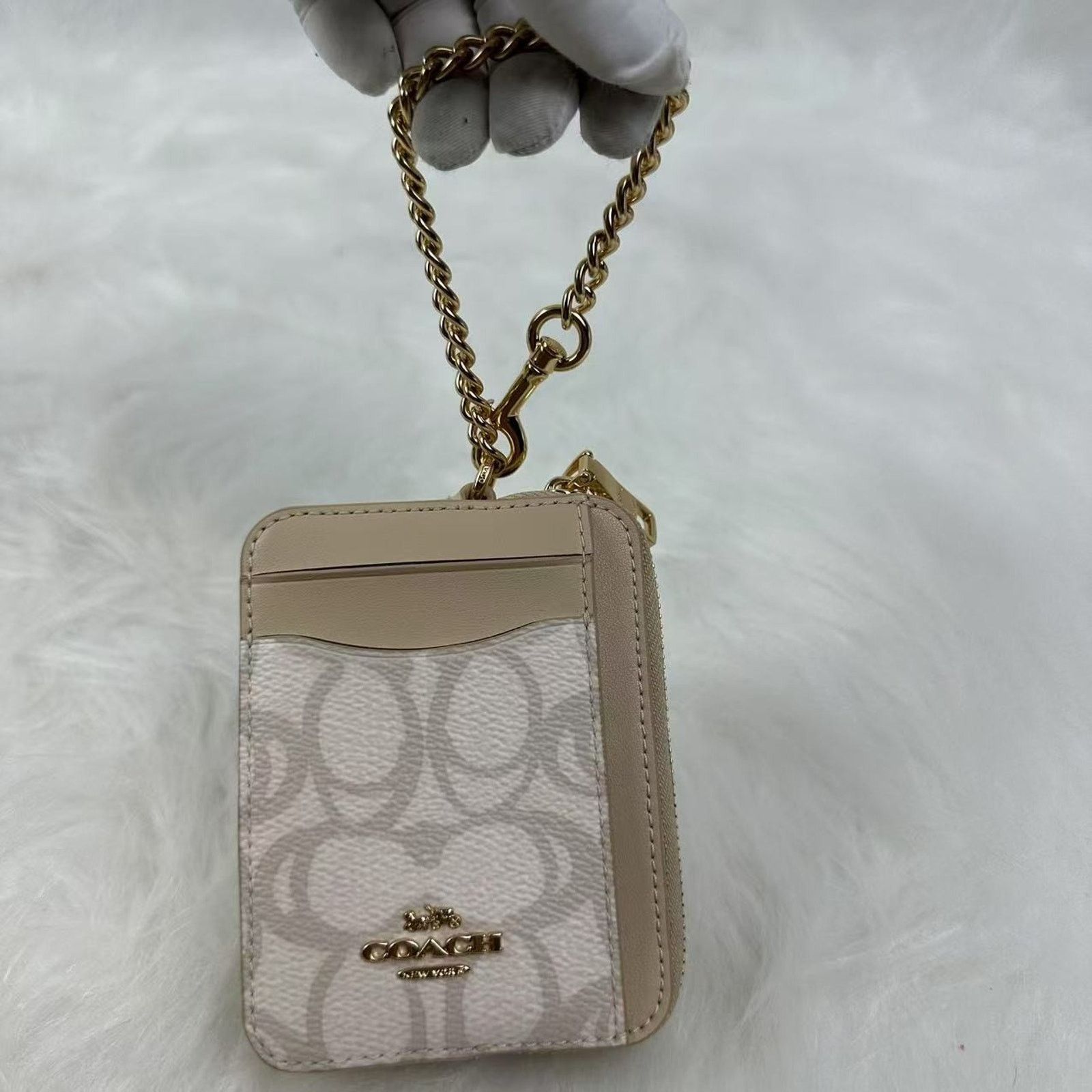 Coach Coach Zip Card Case Sketch Signature Canvas Gold/Ivory Size ONE SIZE - 4 Thumbnail