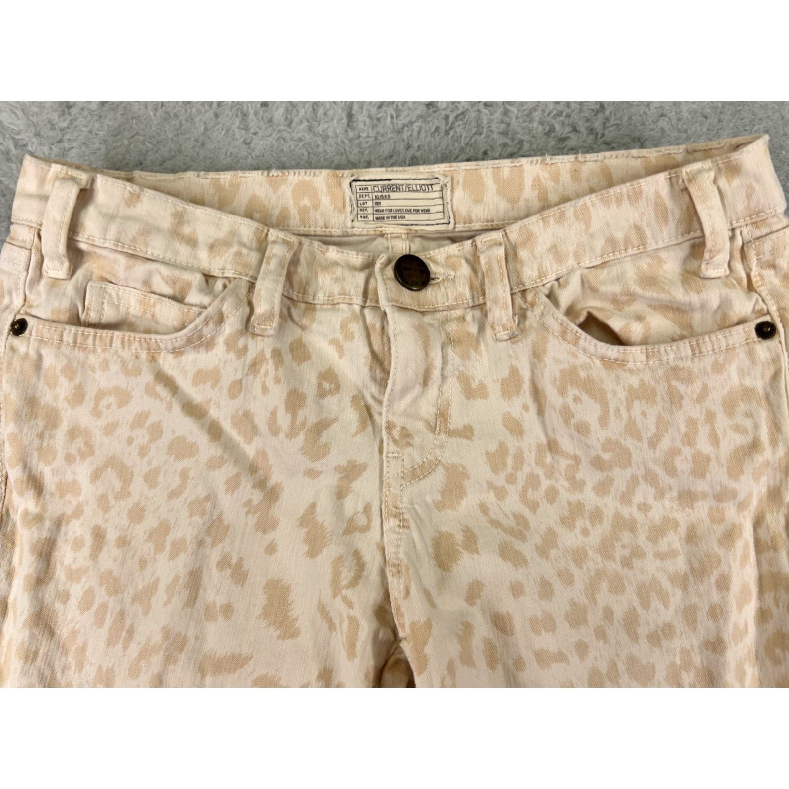 Vintage VINTAGE Current/Elliott Denim Jeans Women 27 Yellow Leopard Print Skinny 28x27 Adult Regular Womens Jeans 90s Cowboy Southwestern Designer Size 27" / US 4 / IT 40 - 4 Thumbnail