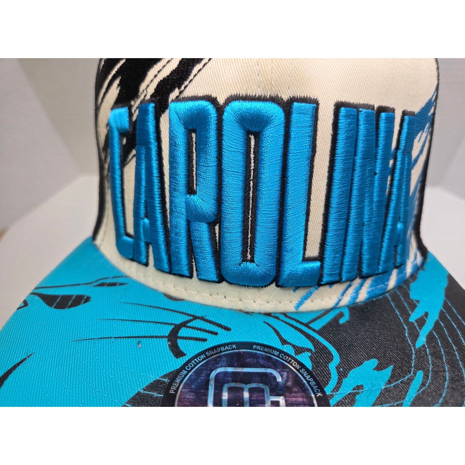 NFL M Fashions Carolina Snapback Hat Black Blue White Mens Cap Size ONE SIZE - 3 Thumbnail