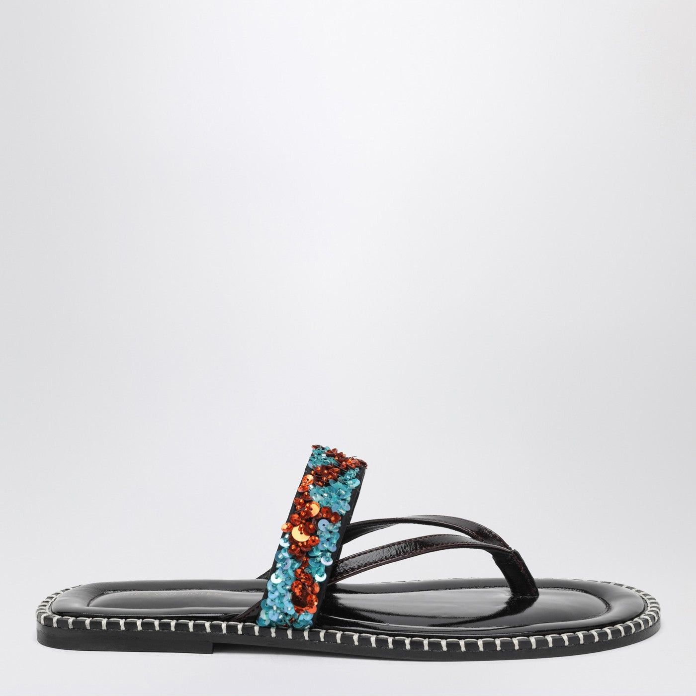 Dries Van Noten Dries Van Noten Black Thong Slip-On Sandals With Sequins Size US 6.5 / IT 36.5 - 1 Thumbnail